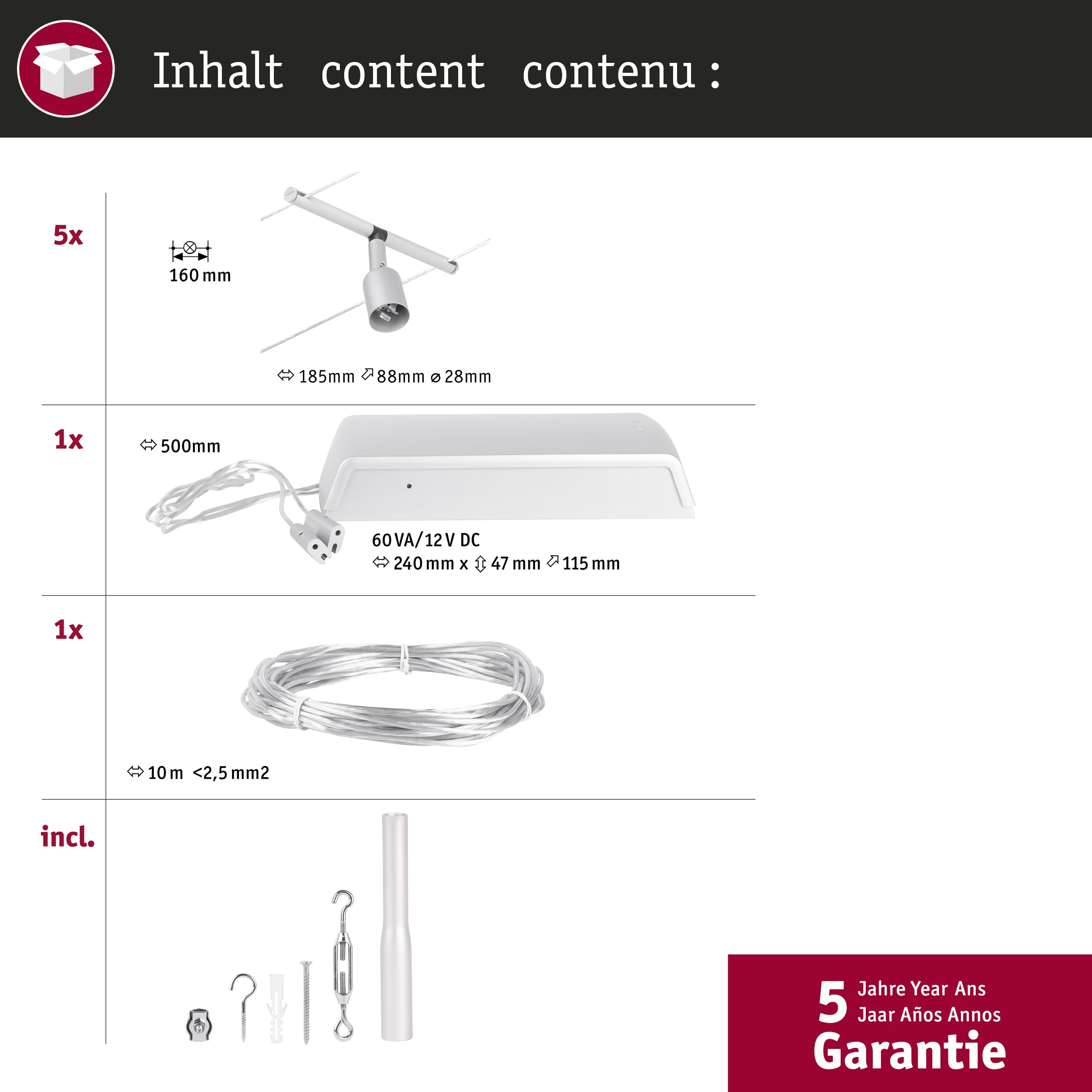 Paulmann Salt Wire Set Seilsystem GU5,3 chrom matt Set