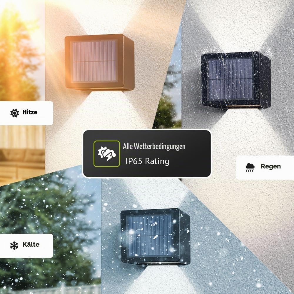 Hoftronic Louis Solar Wandleuchte 2er Set IP65