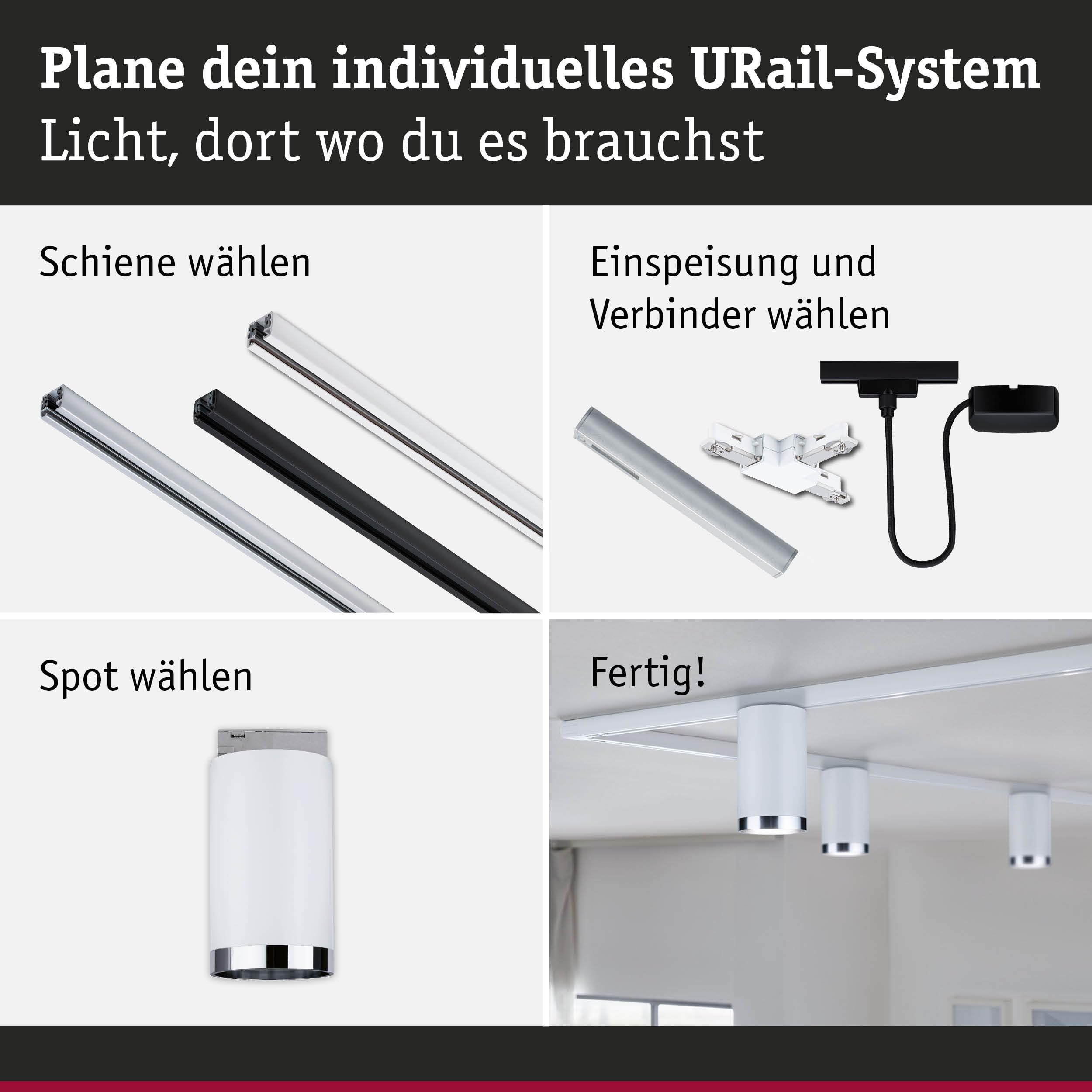 Paulmann URail 94883 Tube Schienenspot GU10 signalweiß
