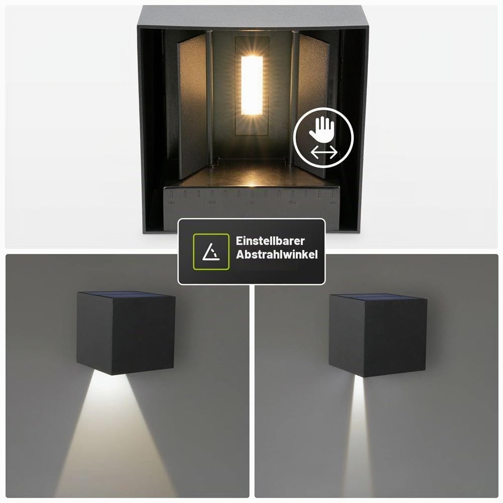 Hoftronic Kansas XL Solar Wandleuchte 3000K Bewegungsmelder