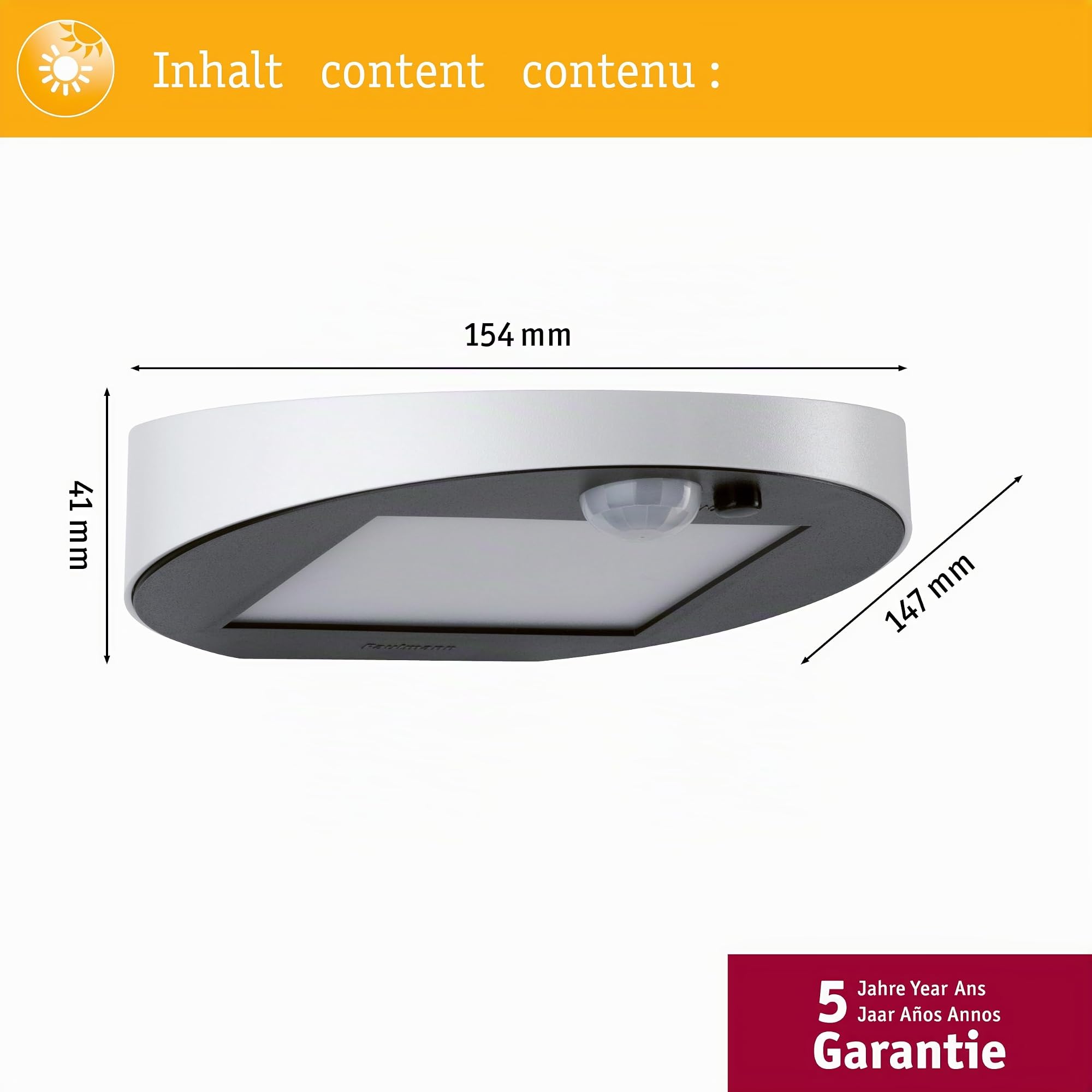 Paulmann Ryse 94247 Solar-Wandleuchte weiß Bewegungsmelder