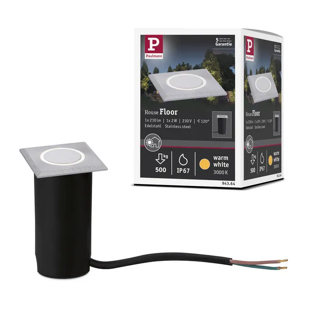 Paulmann Deko Square Bodeneinbauleuchte IP67 2W 1cm