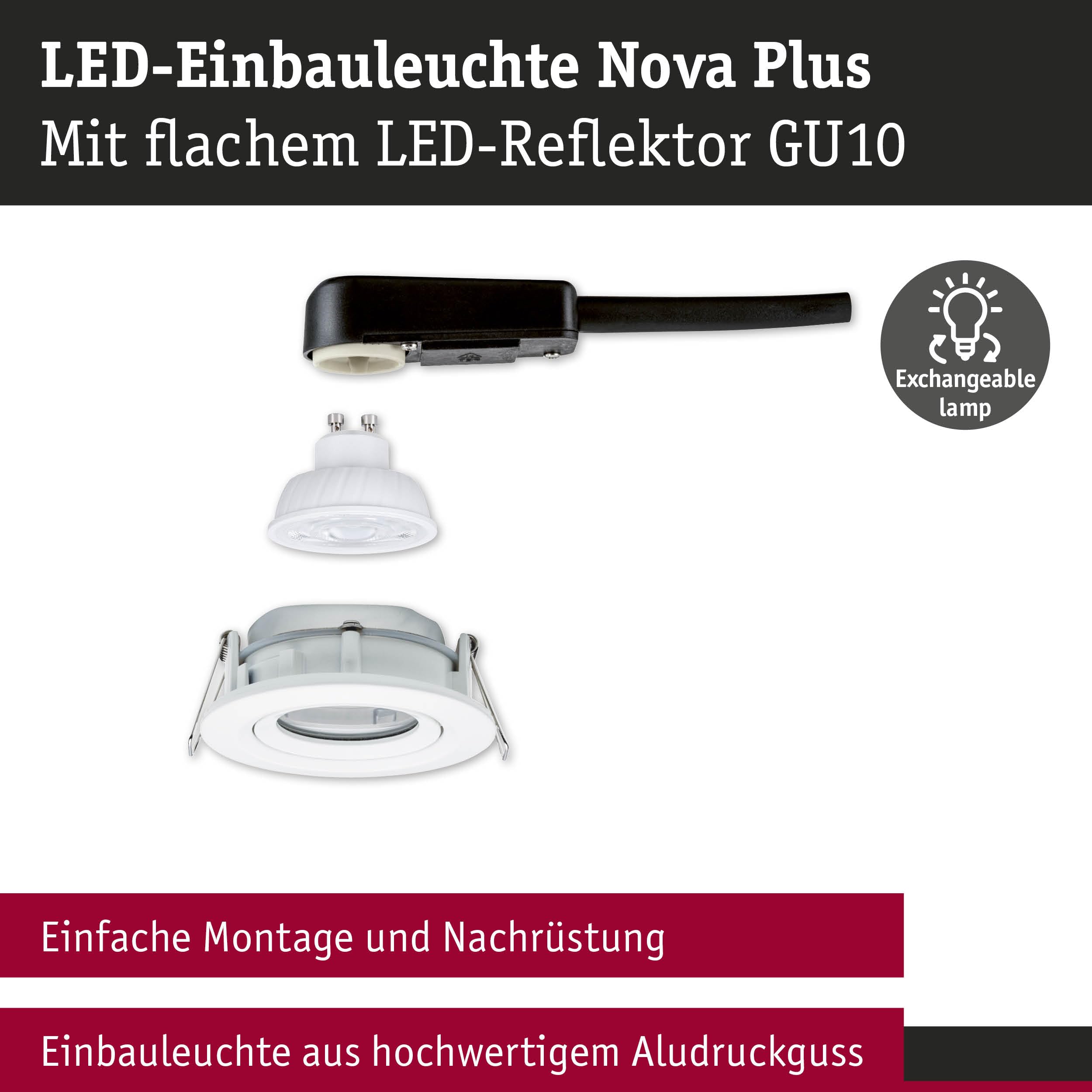 Paulmann Nova Plus GU10 Flat 92414 Einbauleuchte weiß warmweiß