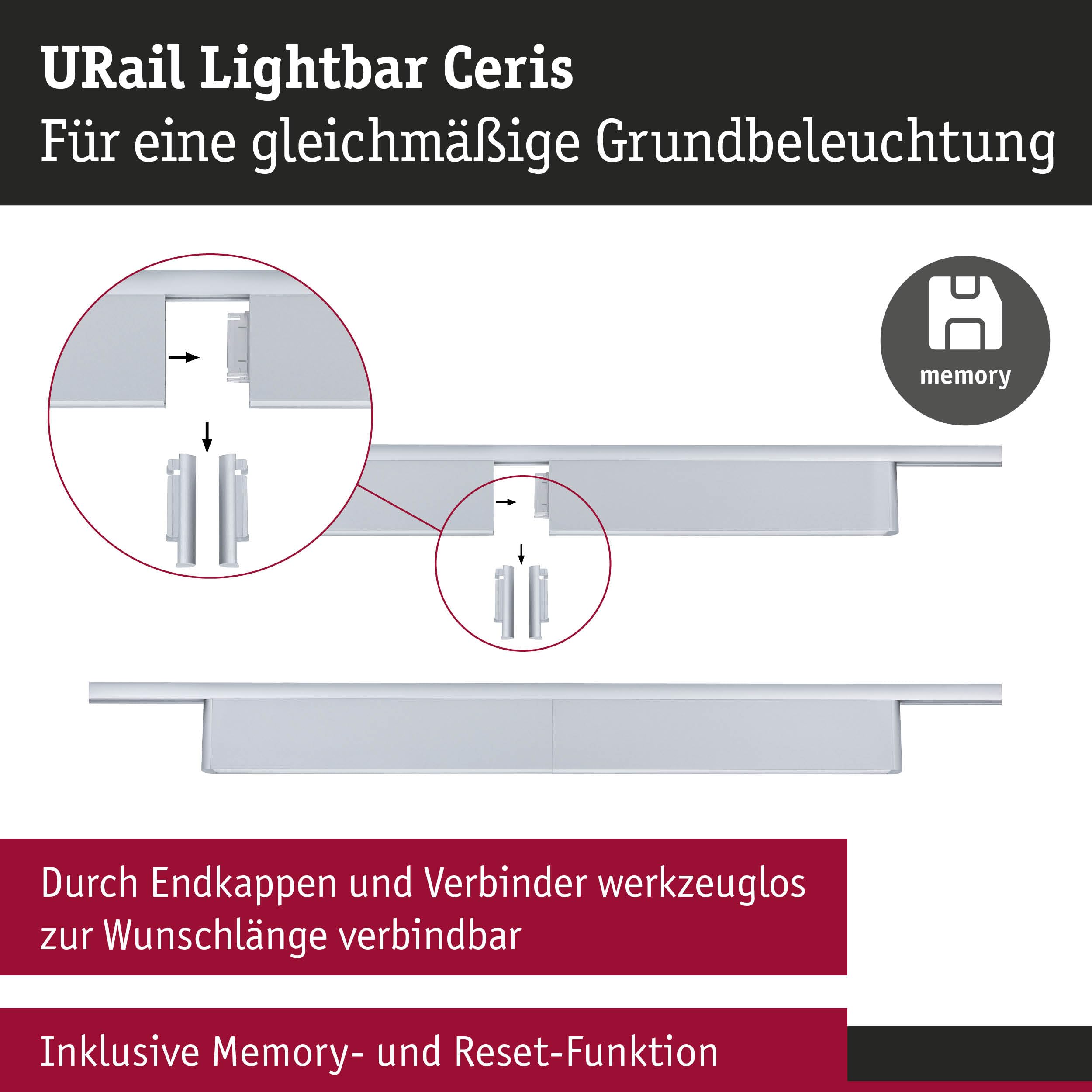 Paulmann URail 95711 Lightbar Ceris chrom 3-Step-Dim
