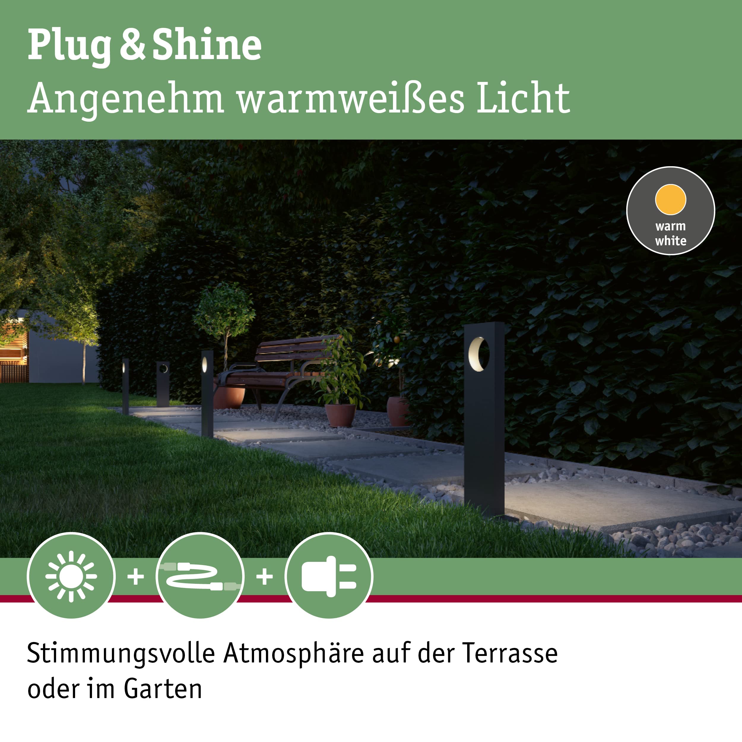 Paulmann Plug & Shine Pollerleuchte 7W 3000K IP65