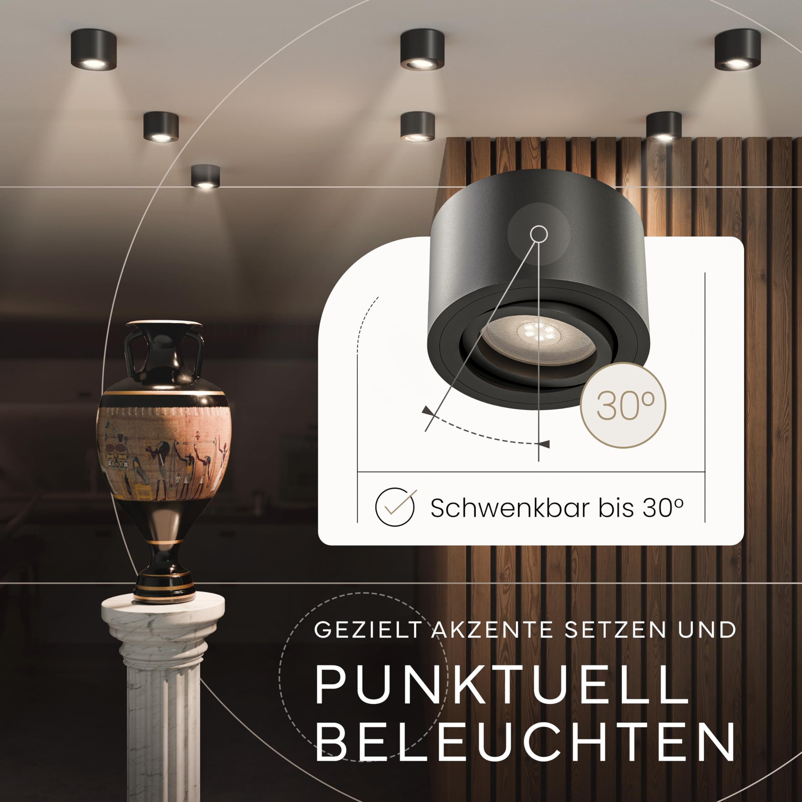 MATO Aufbaustrahler Decken-Spot schwarz schwenkbar 1 Stk