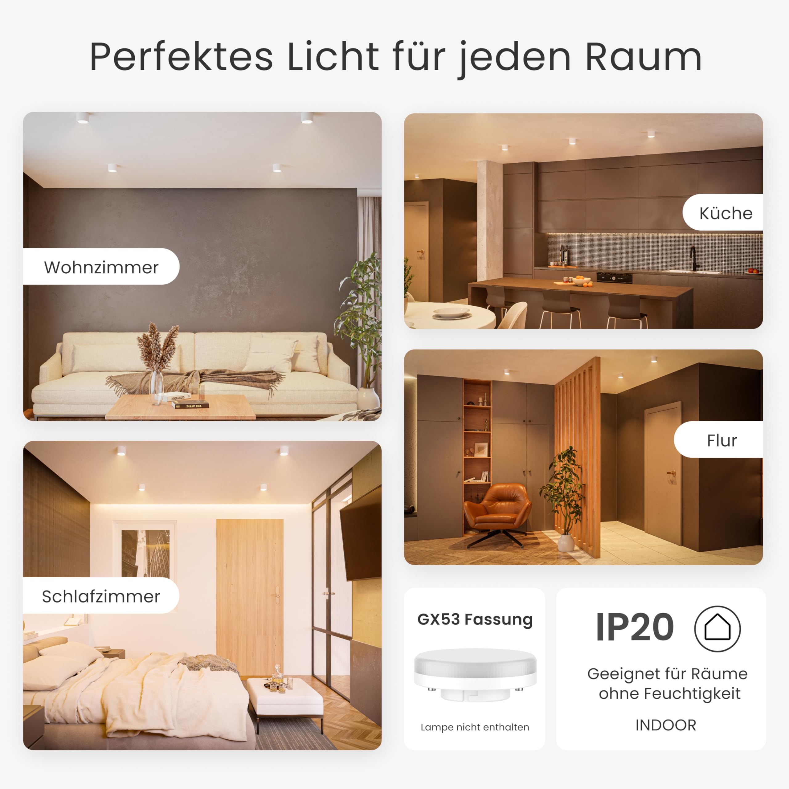 MATO GX53 Aufbauspot weiß 3er Set ohne Leuchtmittel
