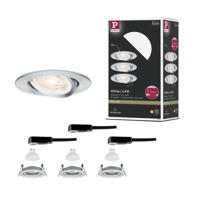 Paulmann Nova GU10 Flat 92273 Einbauleuchte 3er-Set warmweiß