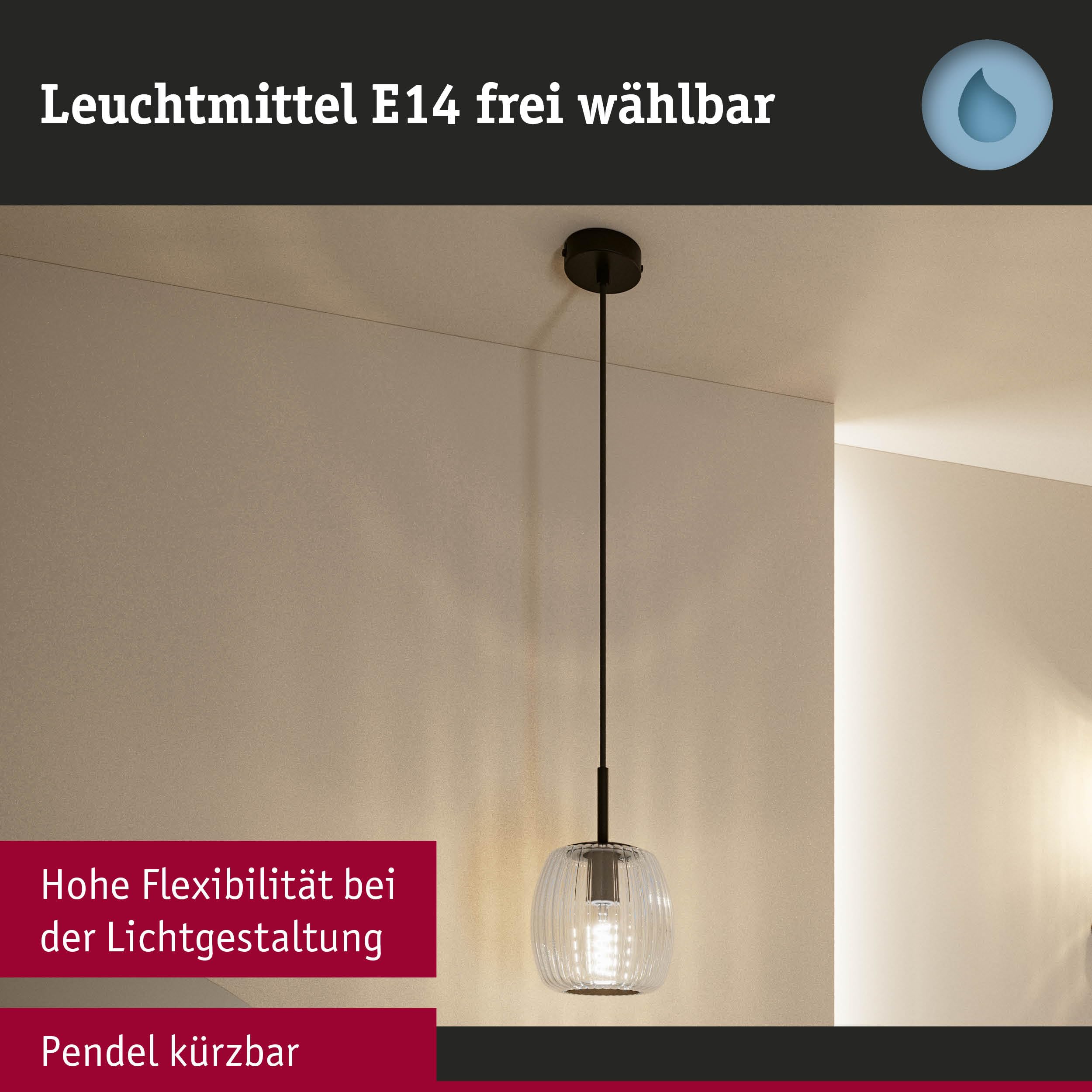 Paulmann Ruya 71147 Pendelleuchte schwarz matt IP44