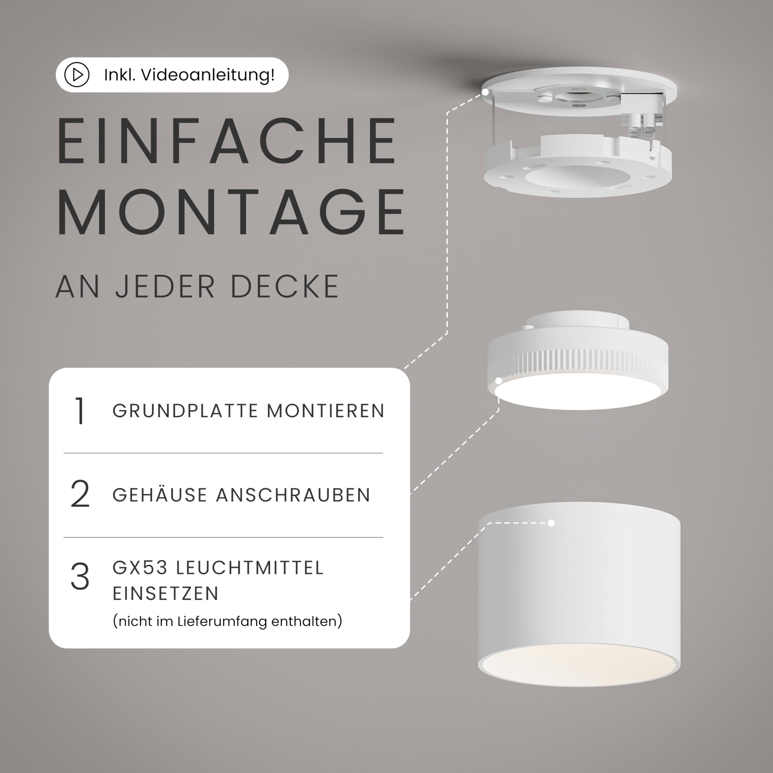 MATO GX53 Aufbauspot weiß 3er Set ohne Leuchtmittel