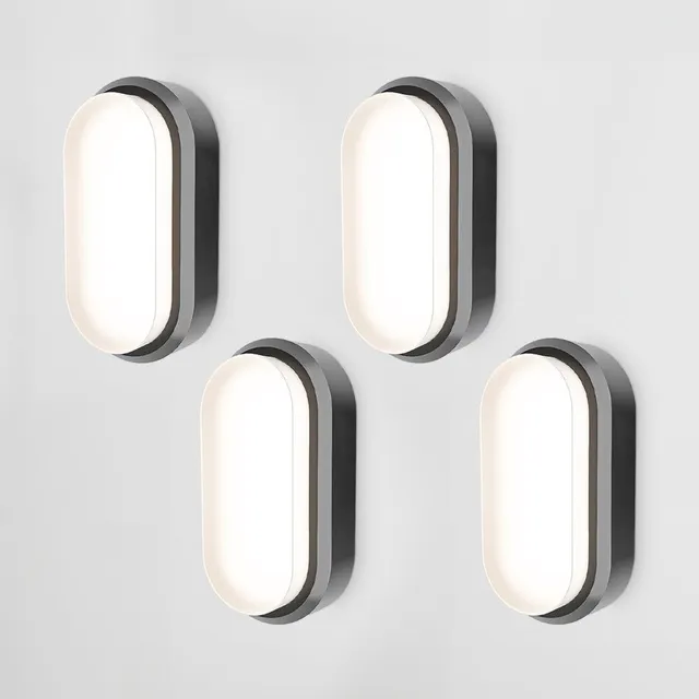 Hoftronic C-Series Kellerlampe LED oval schwarz 4er Set 4000K