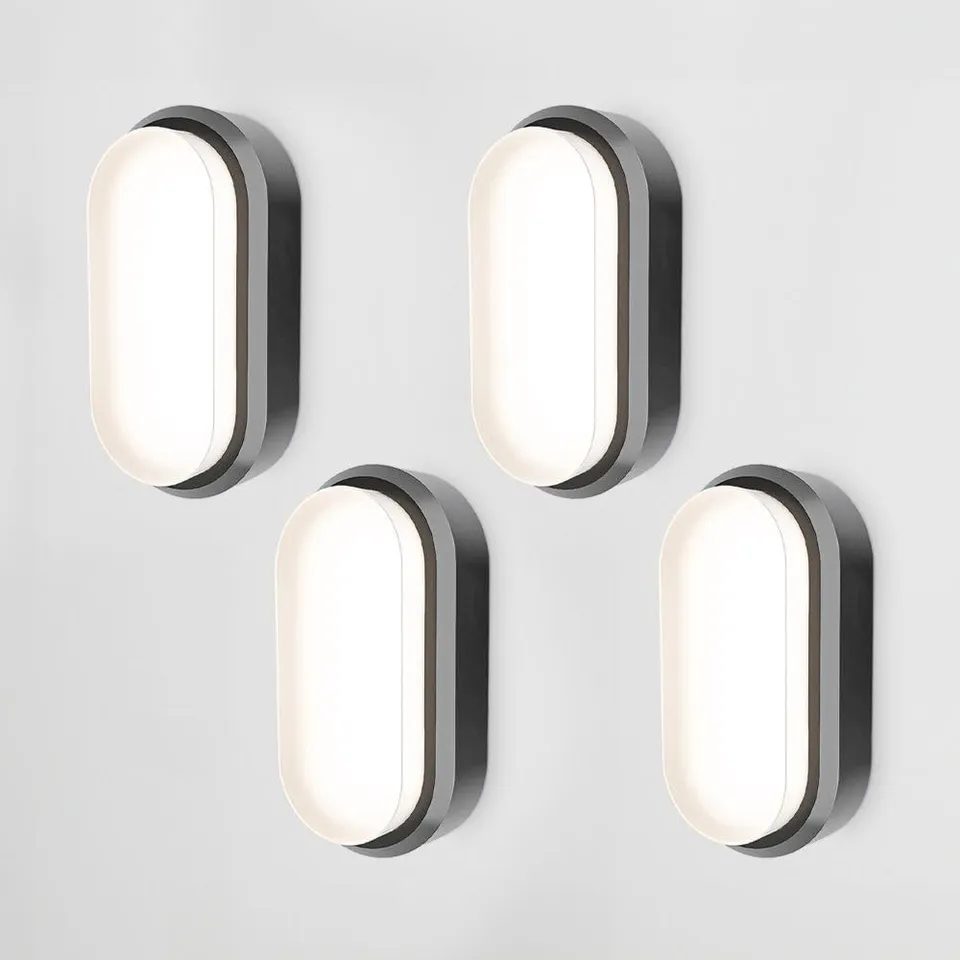 Hoftronic C-Series Kellerlampe LED oval schwarz 4er Set 4000K