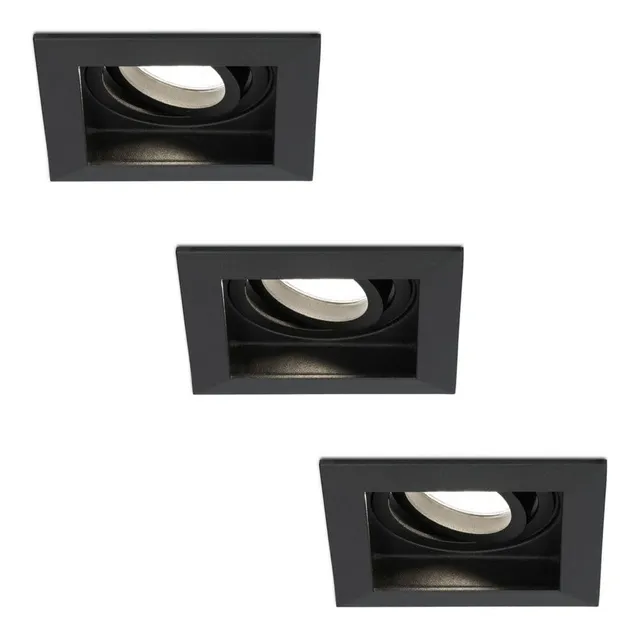 Hoftronic LED Einbaustrahler GU10 schwarz 3er Set 4000K
