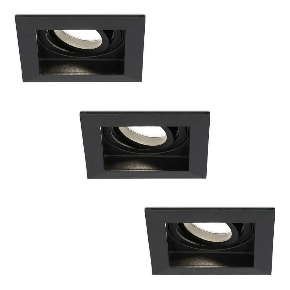Hoftronic LED Einbaustrahler GU10 schwarz 3er Set 4000K