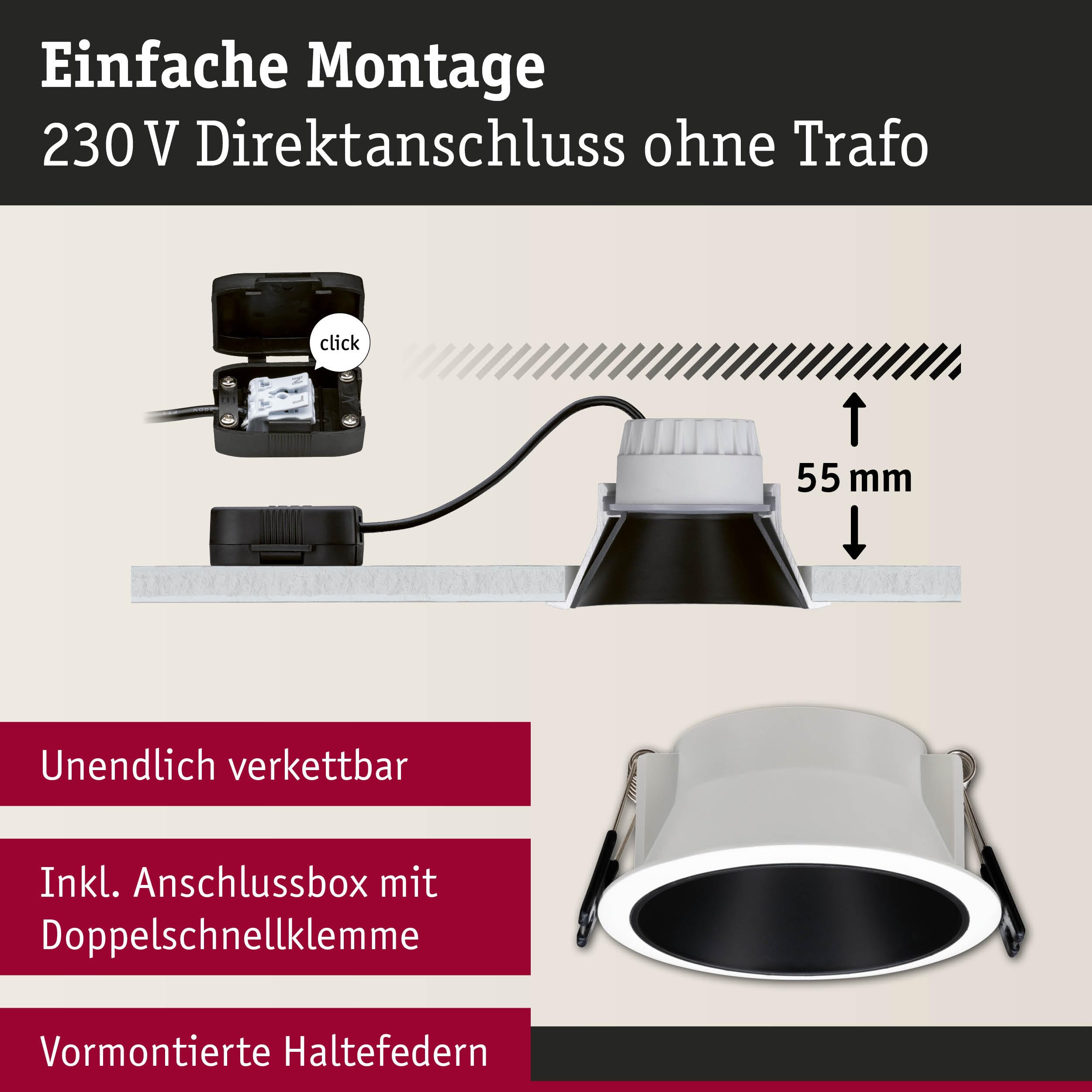 Paulmann Cole 5240 Einbauleuchte 6er-Set Weiß IP44