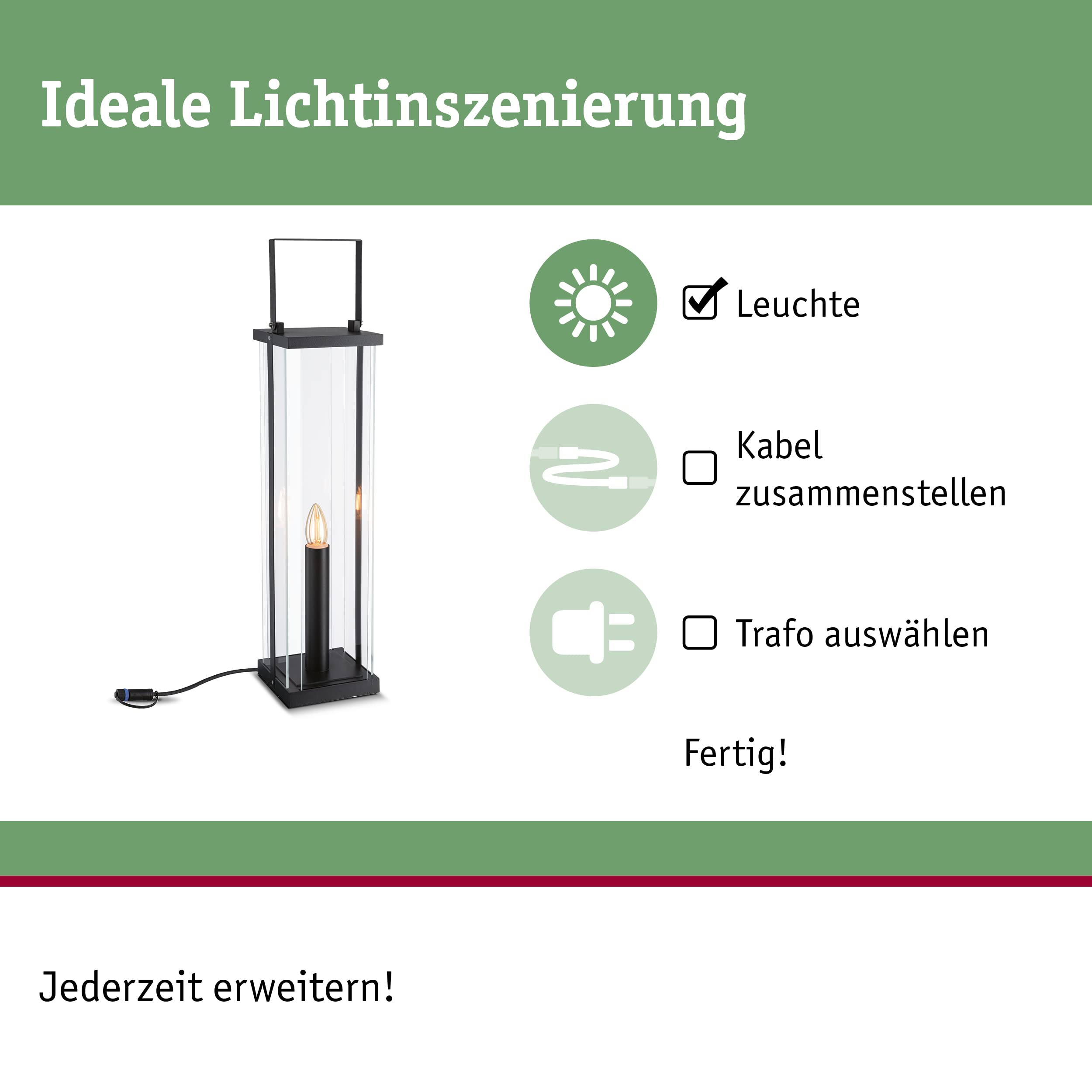 Paulmann Plug & Shine 94317 Laterne 56cm anthrazit IP44