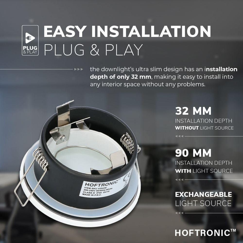 Hoftronic LED Einbaustrahler Weiß 6er Set 4000K IP44