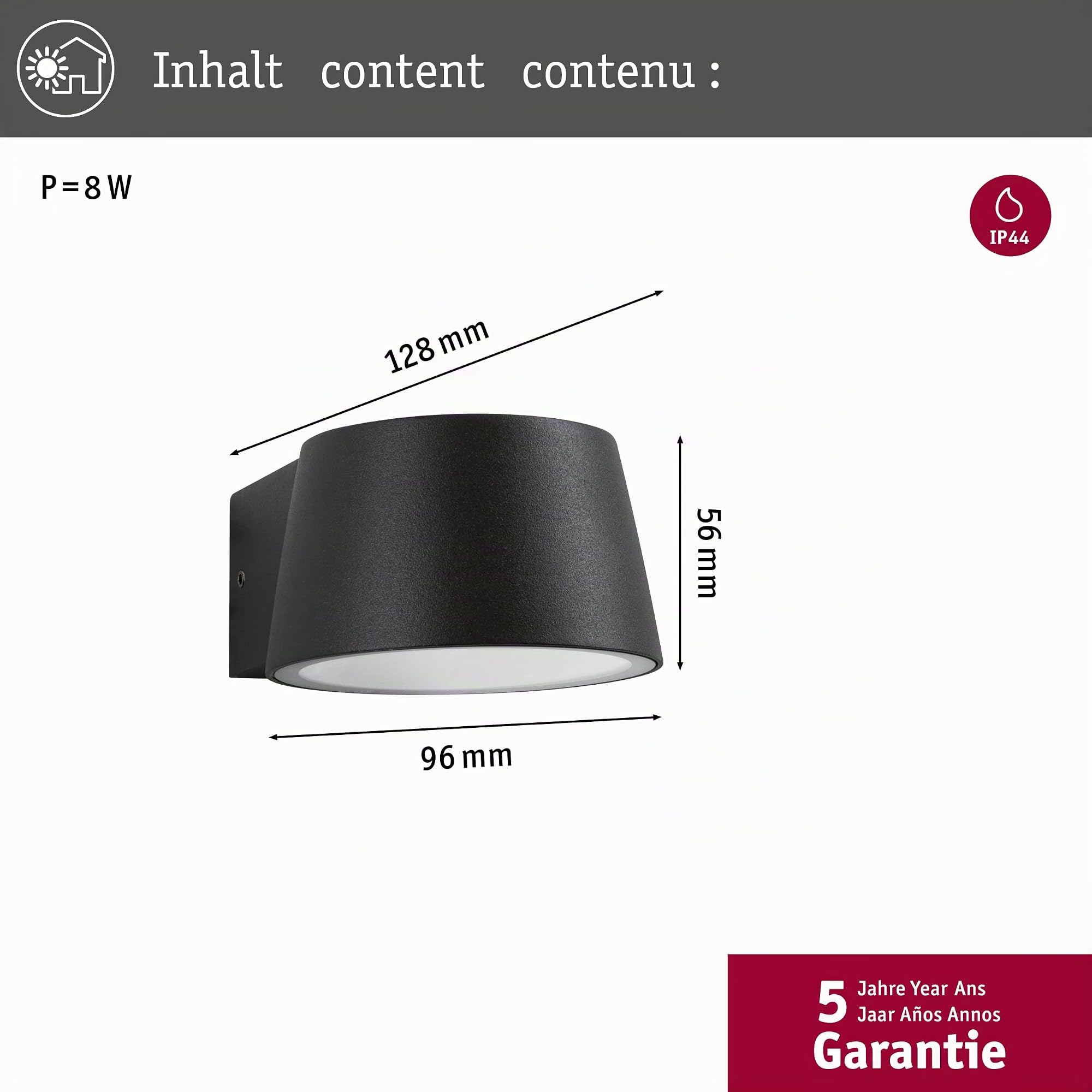 Paulmann Capea 94452 Außenwandleuchte schwarz LED 6W