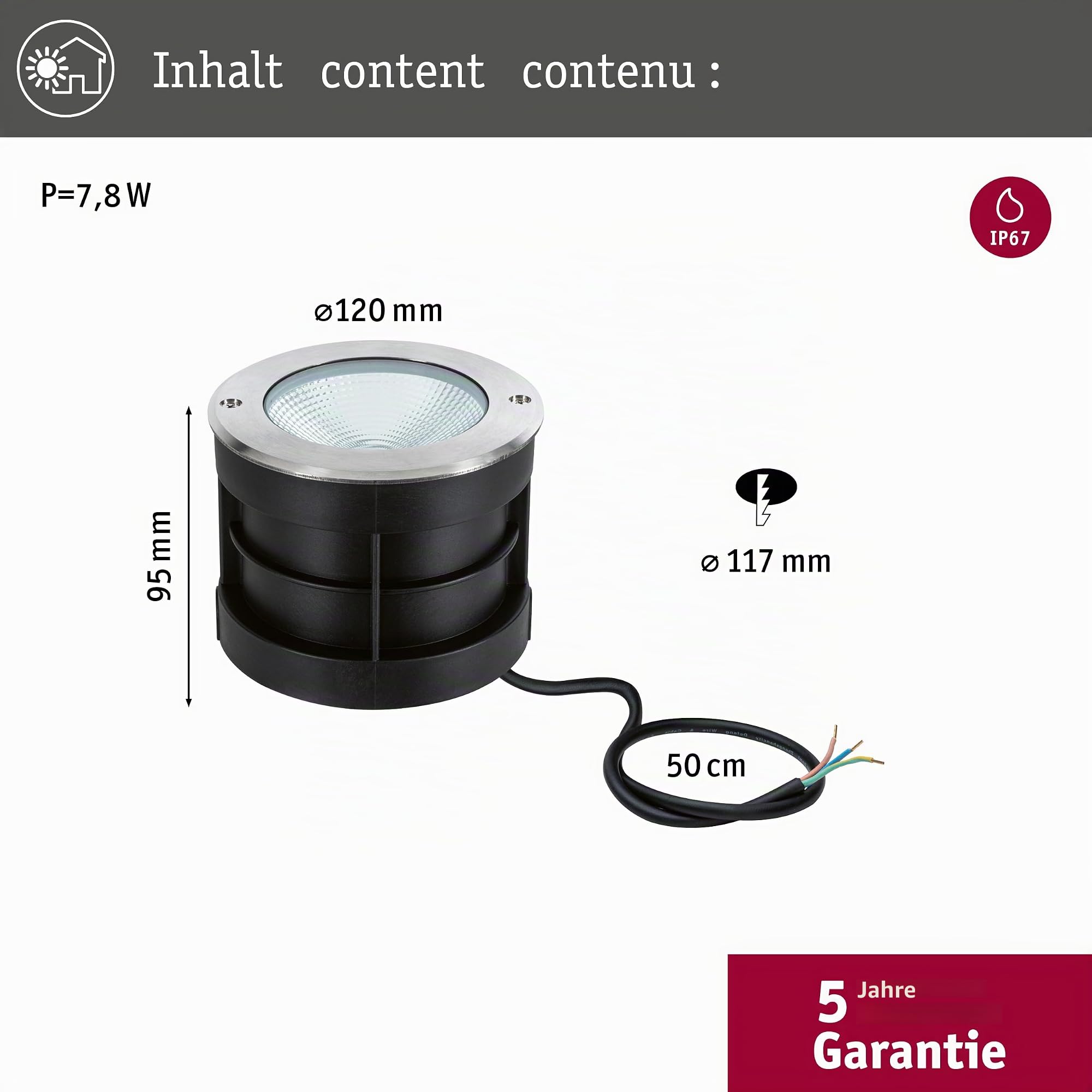 Paulmann Floor Bodeneinbauleuchte Edelstahl 3000K IP67
