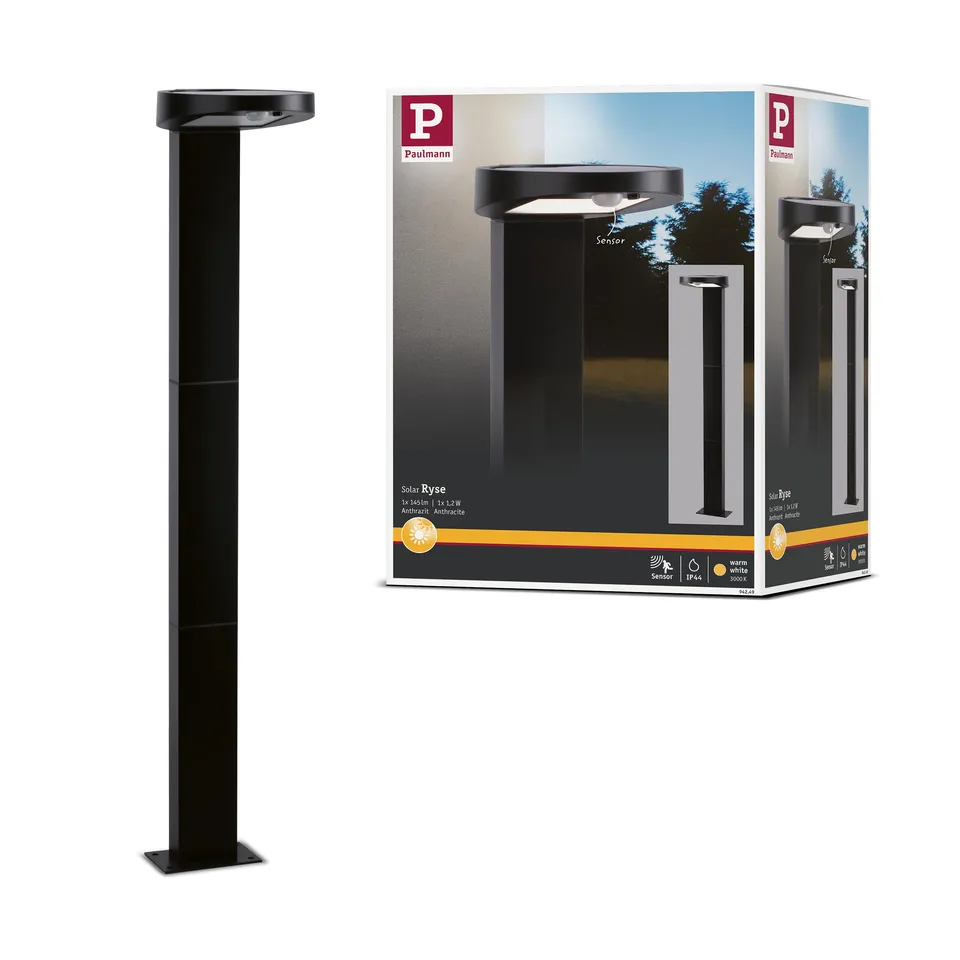 Paulmann Ryse 94249 Solar Pollerleuchte Sensor IP44