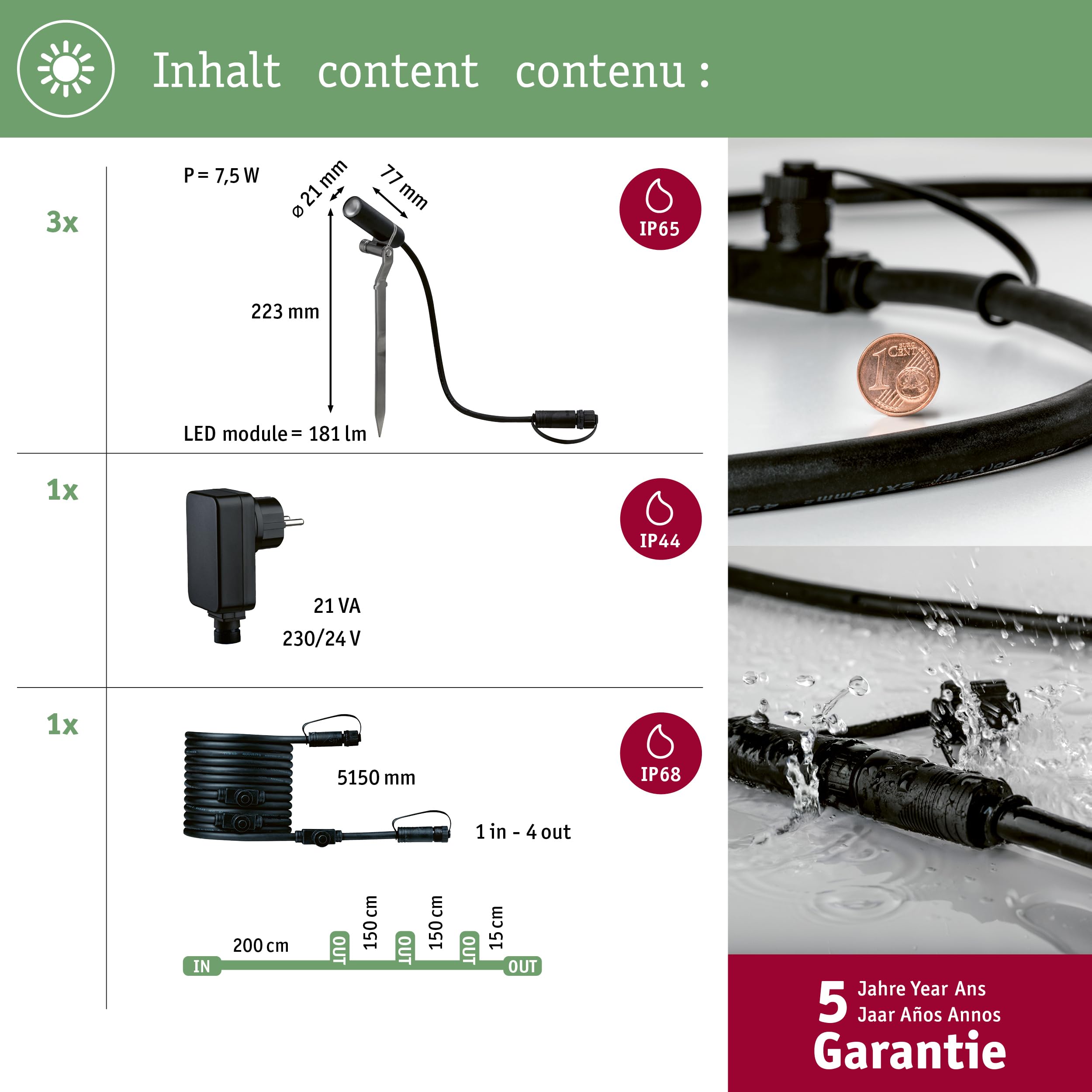 Paulmann Plug & Shine Plantini 94154 Spot Basisset 3er warmweiß
