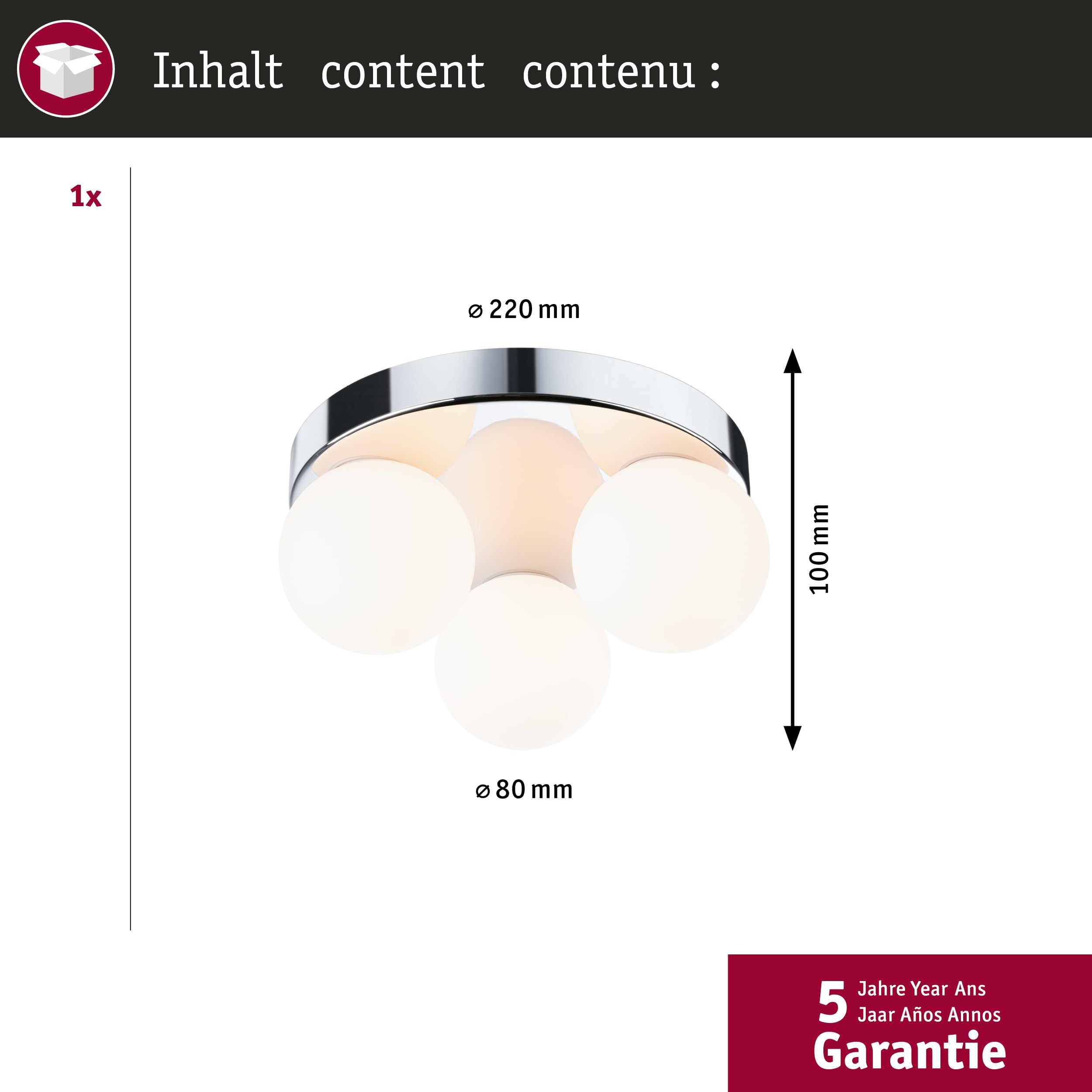 Paulmann Selection Bathroom Gove 71062 Deckenleuchte 3er Chrom IP44