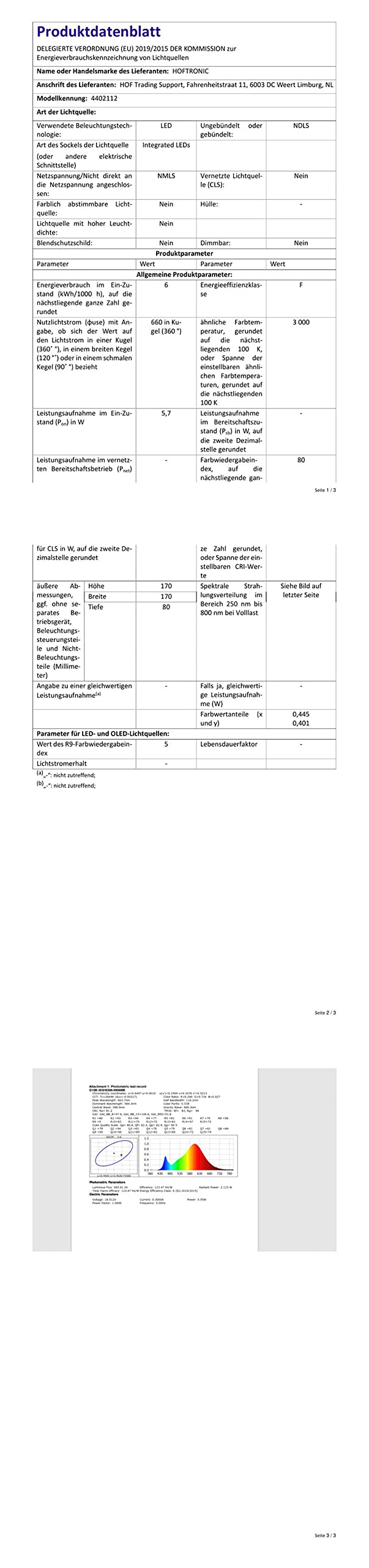 Hoftronic Tria Wandleuchte Uplight Schwarz IP54