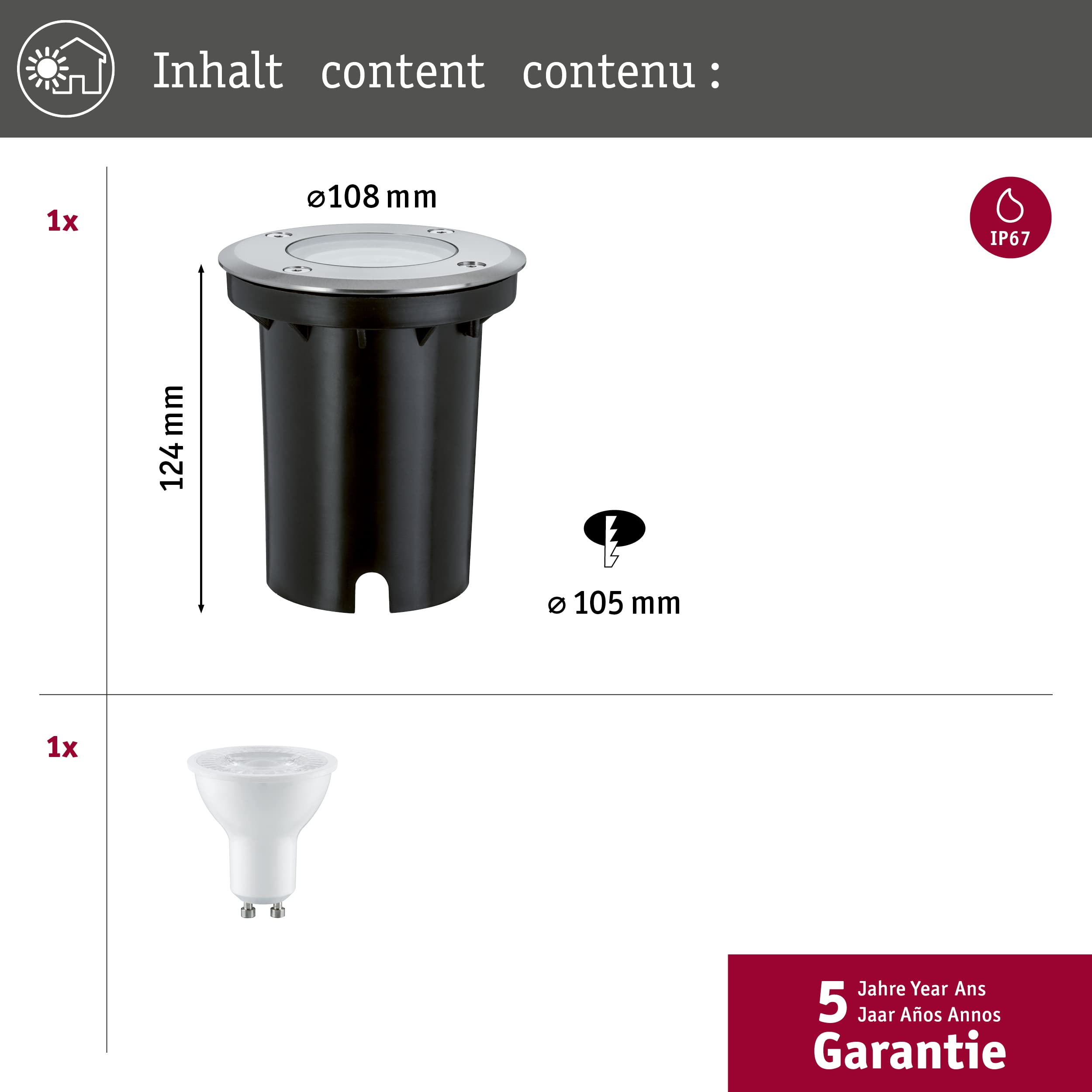 Paulmann Special 939.92 Bodeneinbauleuchte IP67 GU10 Set