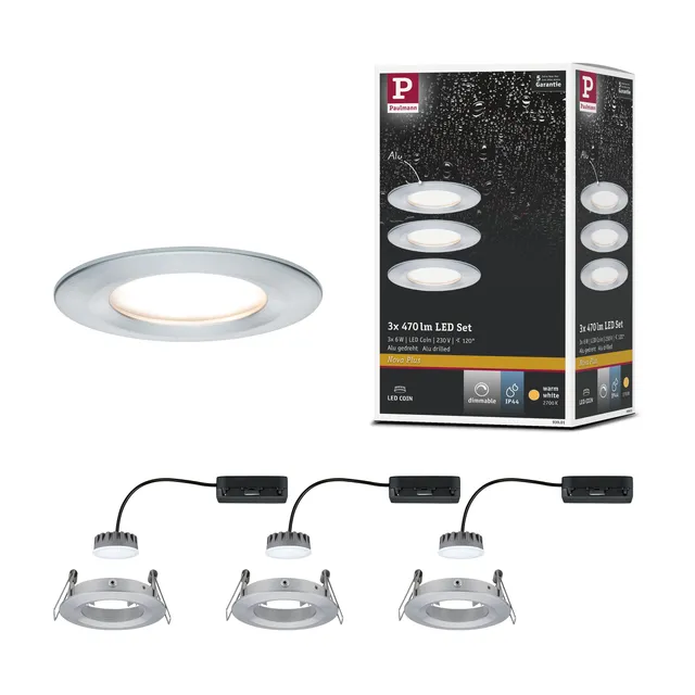 Paulmann 939.01 Coin Slim Einbauleuchte 3er-Set IP44