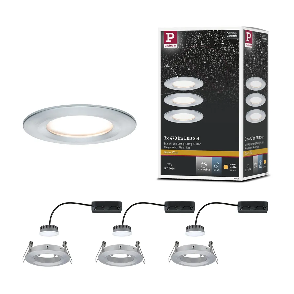 Paulmann 939.01 Coin Slim Einbauleuchte 3er-Set IP44