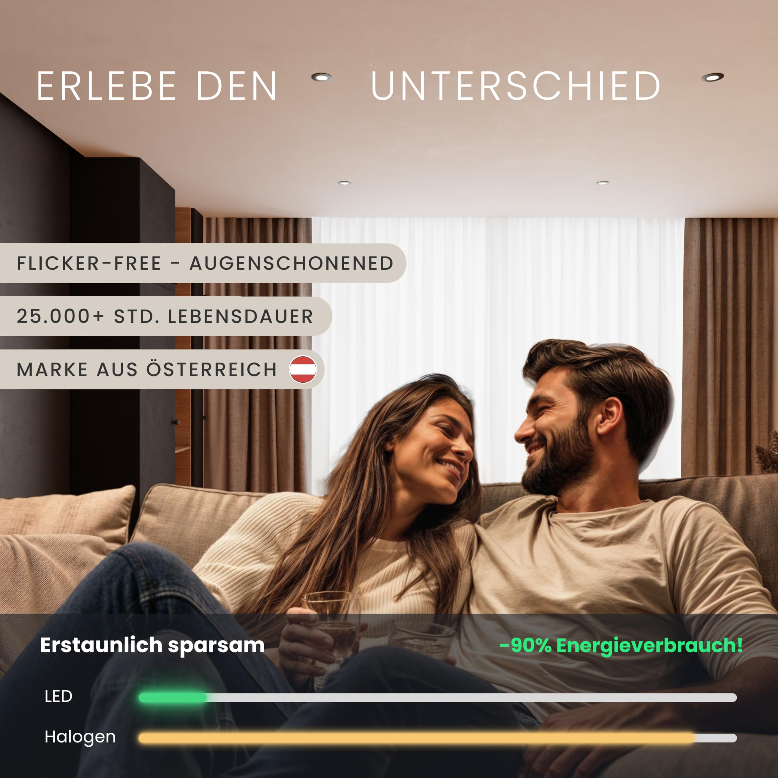 MATO LED Einbaustrahler 75mm 6er Set schwarz dimmbar