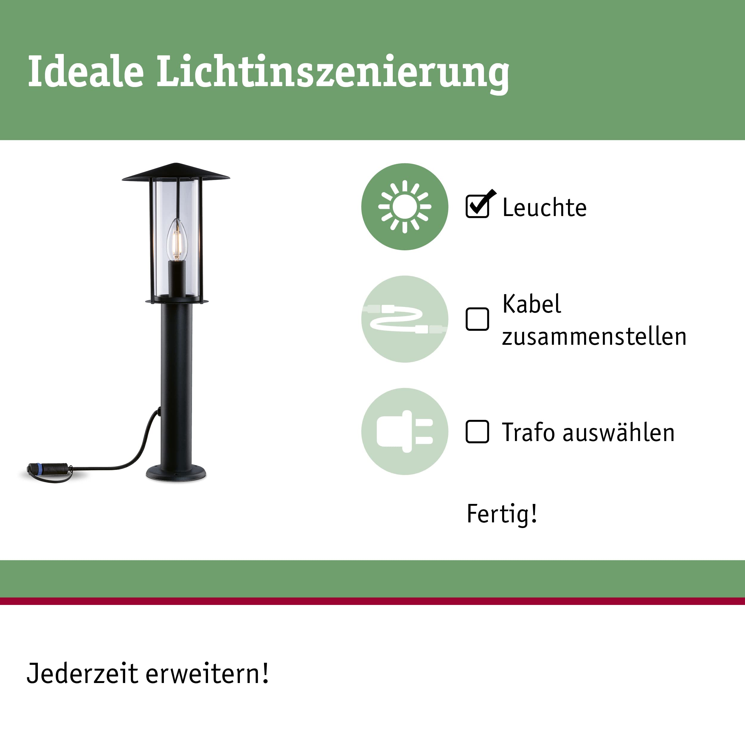 Paulmann Plug&Shine 94322 Poller Classic 50cm IP44 3000K