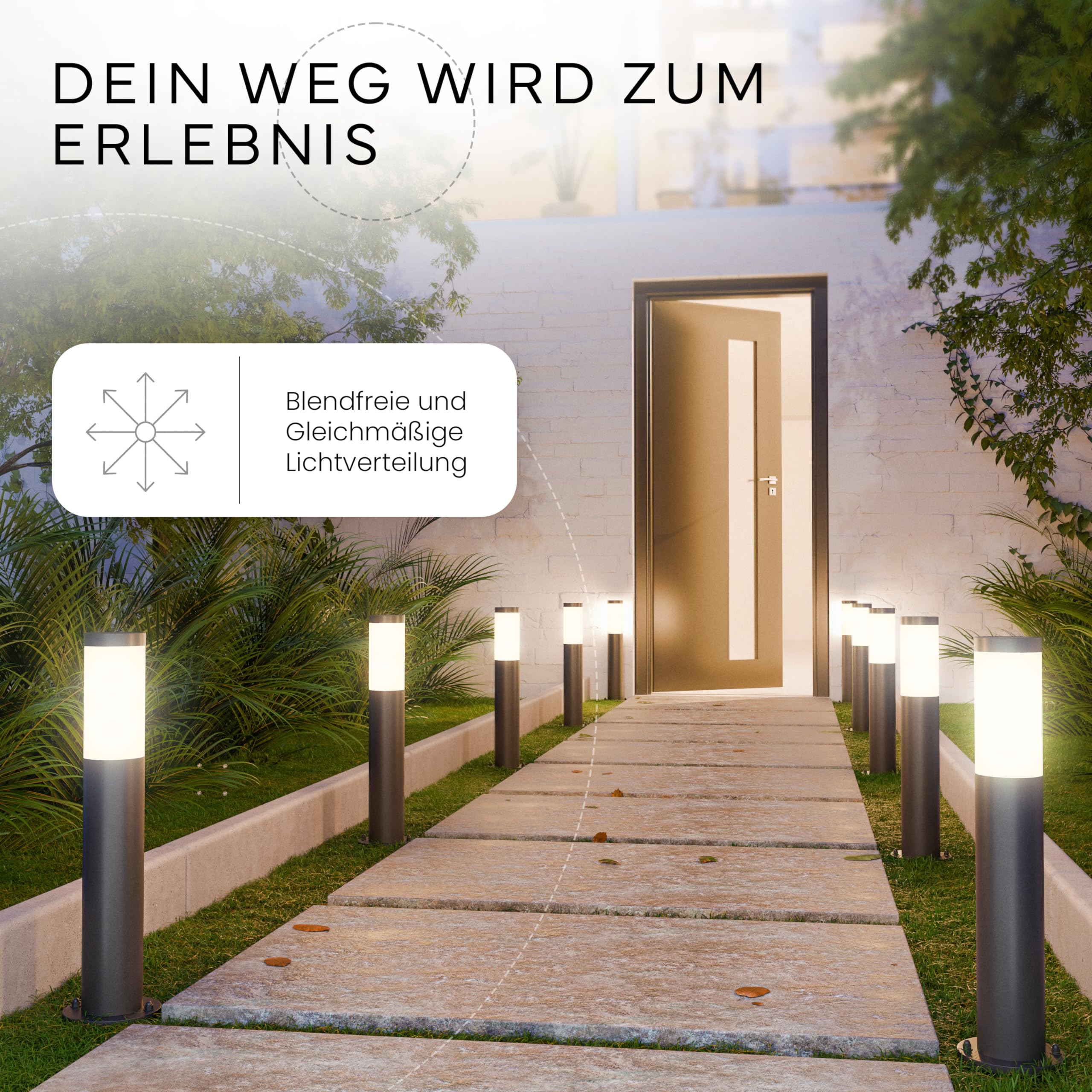 MATO Wegeleuchte Außen 50cm Edelstahl 4er-Set anthrazit
