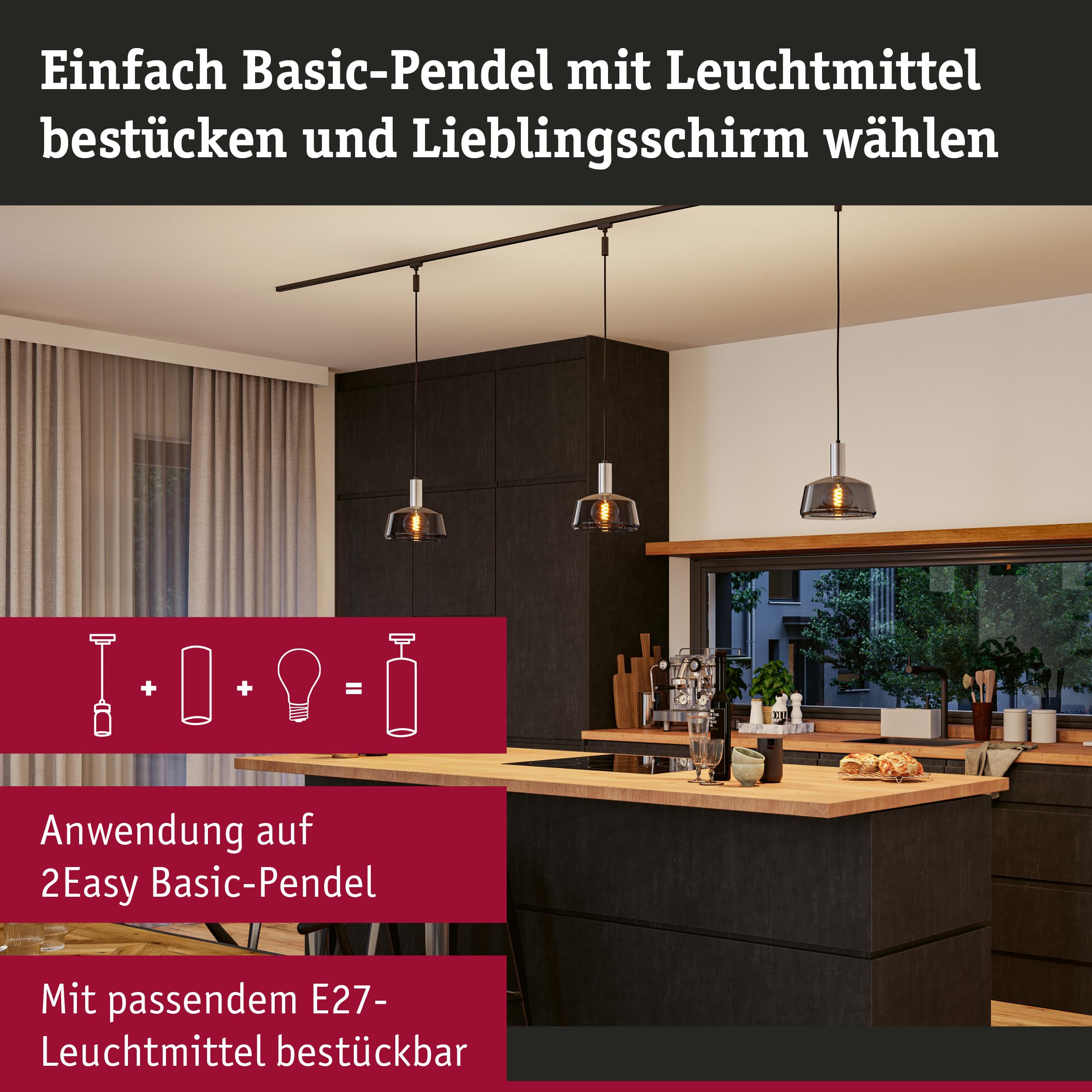 Paulmann URail Neila 95605 Lampenschirm Rauchglas 230 mm