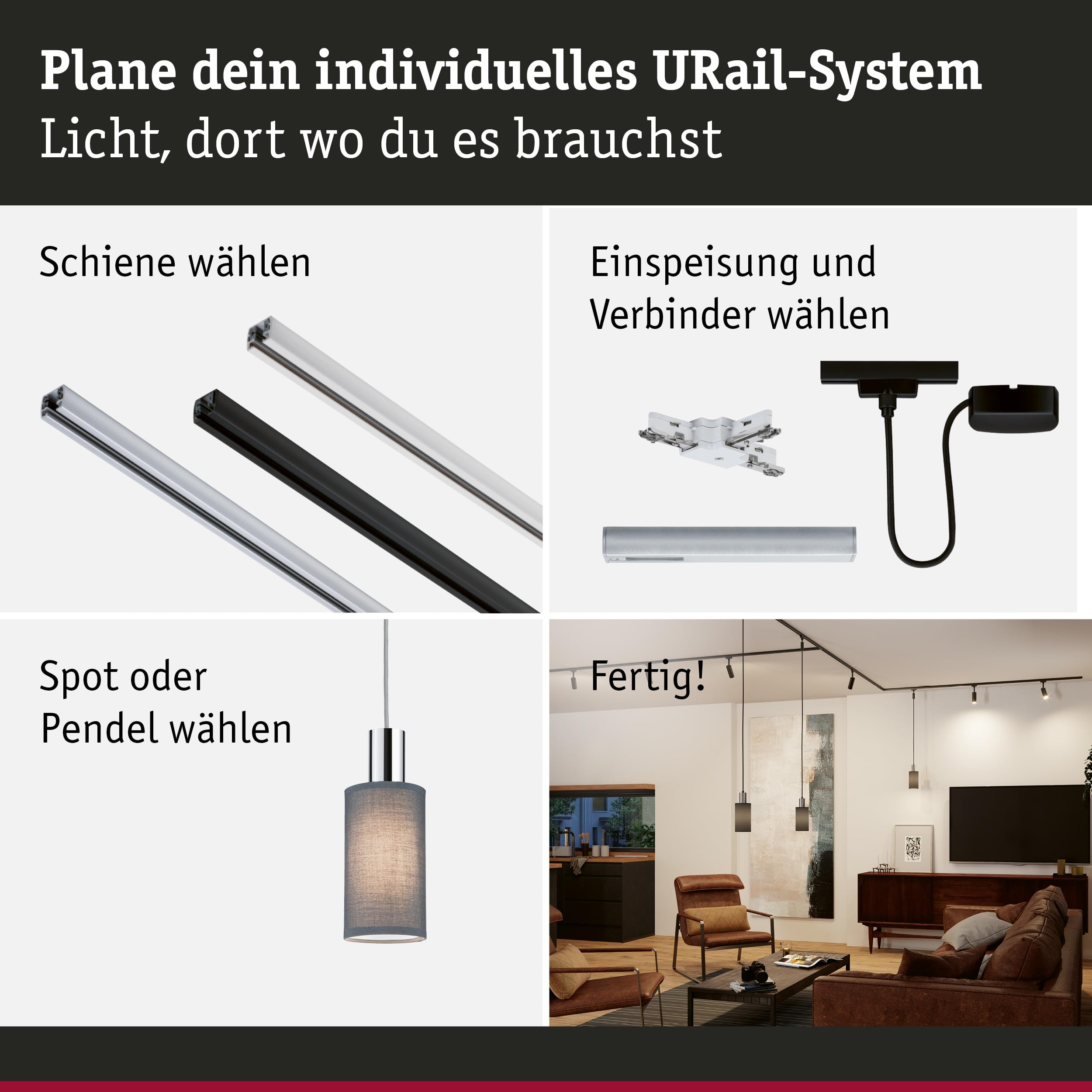 Paulmann URail Valerio 2Easy Lampenschirm Anthrazit 100mm