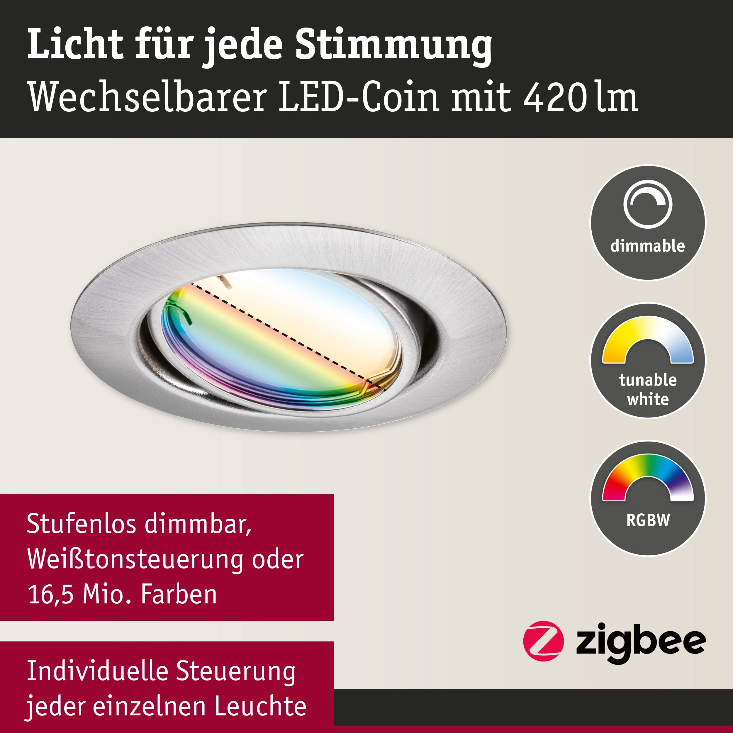 Paulmann 92467 Base Einbauleuchte 3er Set RGBW schwenkbar