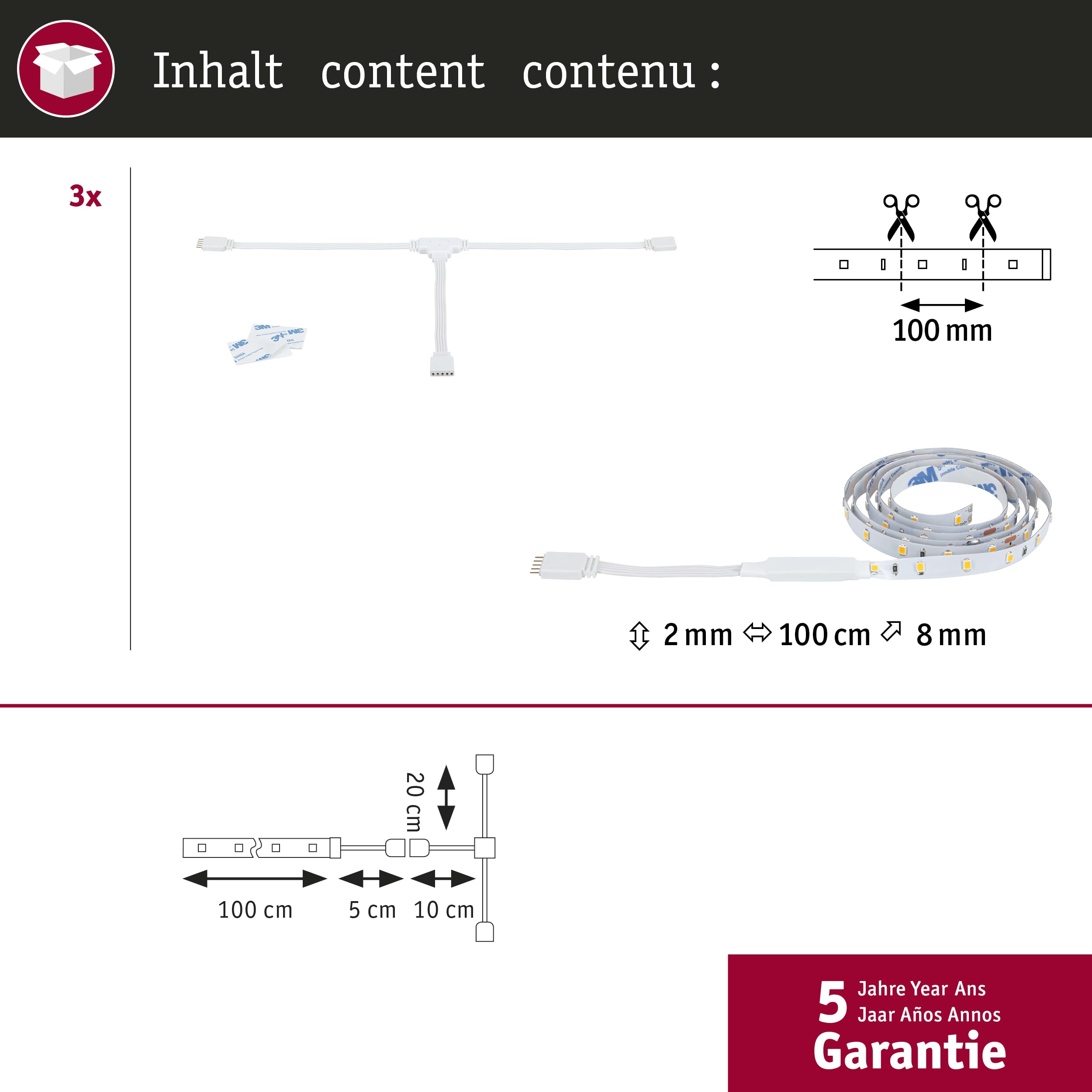 Paulmann MaxLED Stair 71221 LED Strip Erweiterung 3x1m warmweiß