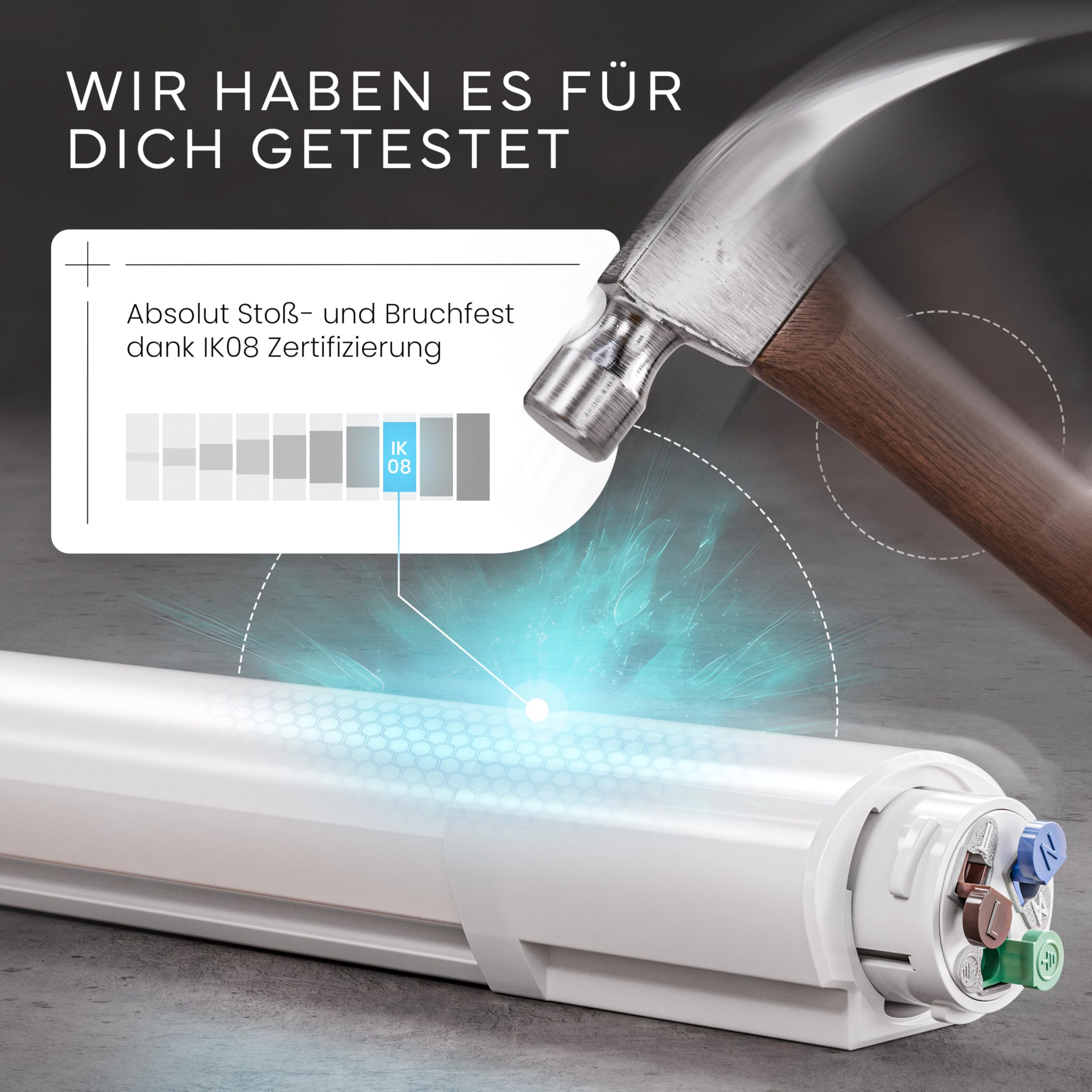 MATO Feuchtraumleuchte LED 120cm 36W 6500K kaltweiß 2 Stück