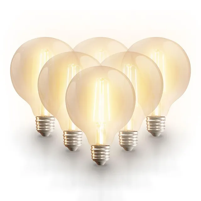 Hoftronic Smart Filament LED Lampe E27 G95 6er Set
