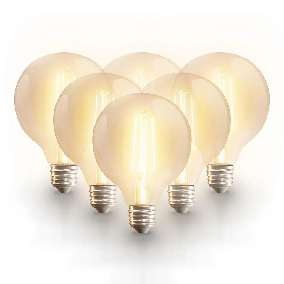 Hoftronic Smart Filament LED Lampe E27 G95 6er Set