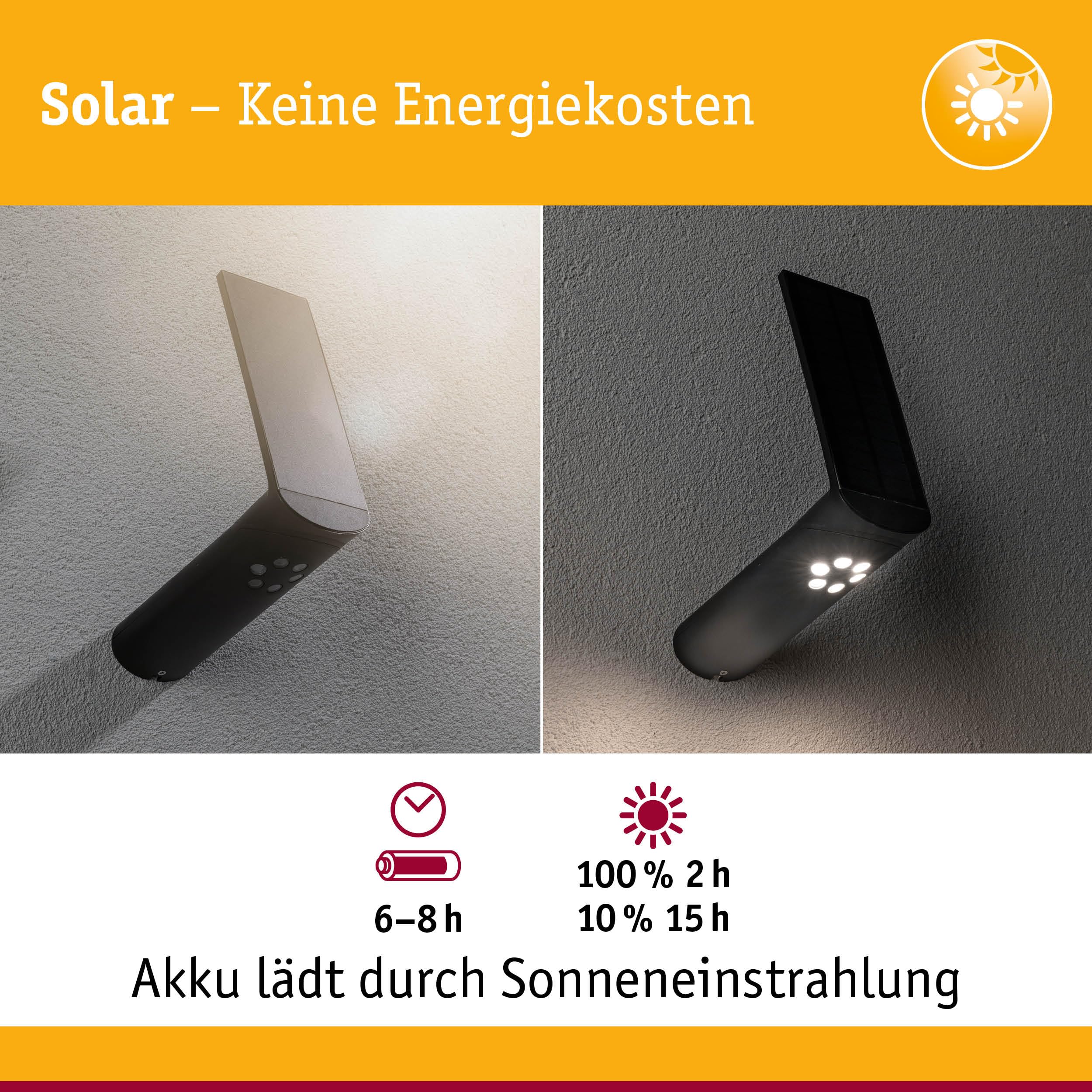 Paulmann Ilias 94260 Solar Wandleuchte Anthrazit warmweiß