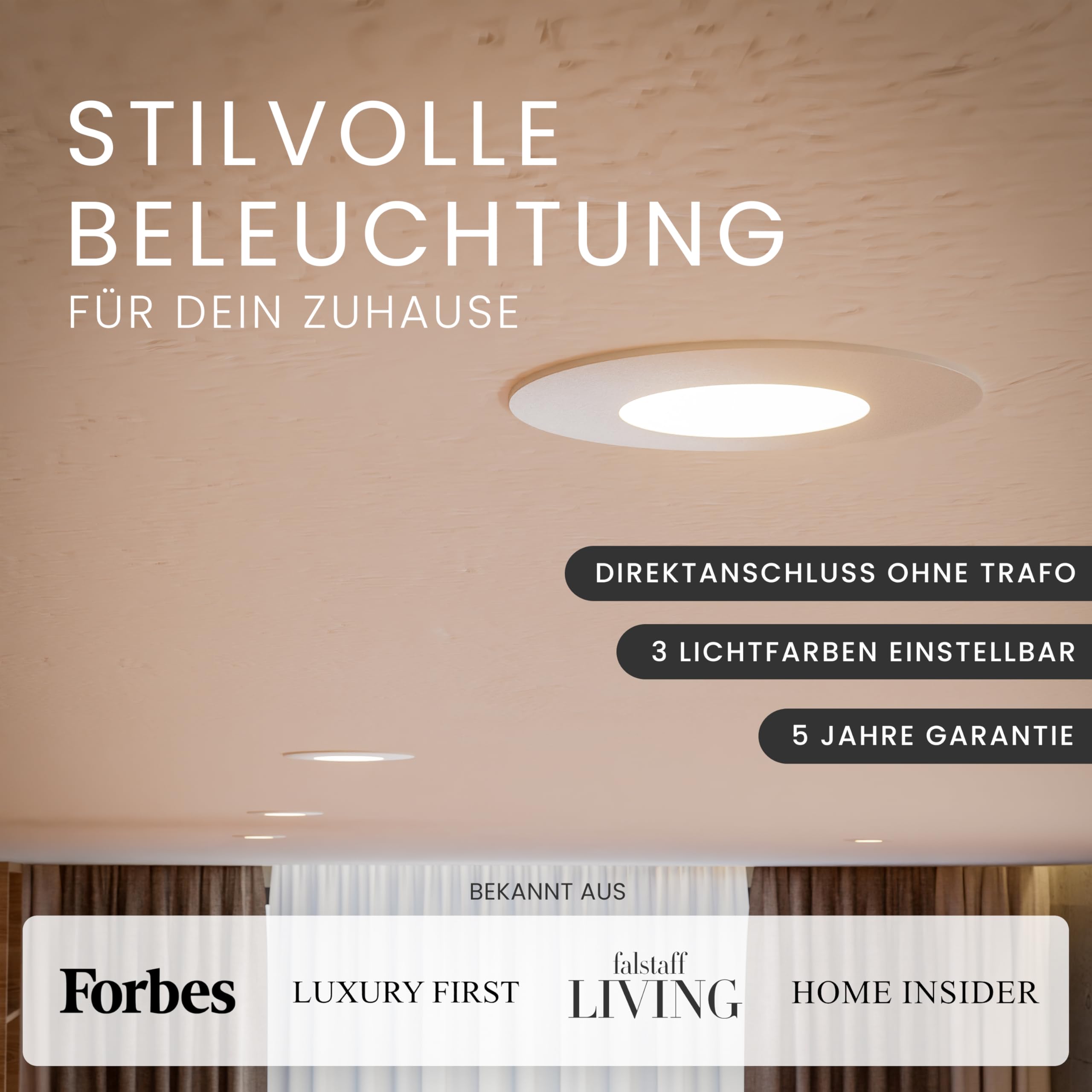 MATO LED Einbaustrahler 68mm 6er Set dimmbar IP44