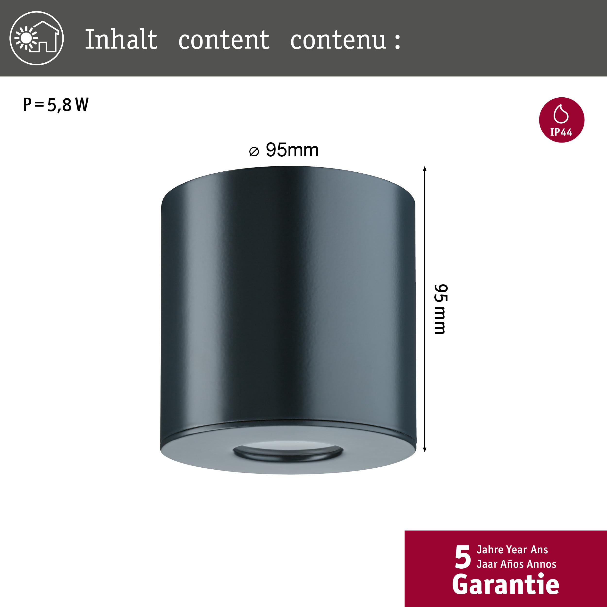 Paulmann House 796.70 Aufbauleuchte IP44 warmweiß 4,4W