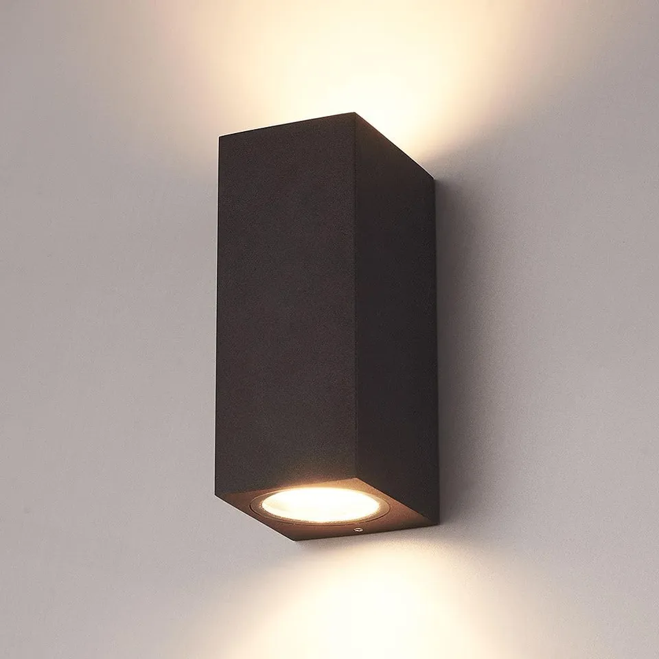 Hoftronic Selma Außenwandleuchte schwarz IP65 2xGU10