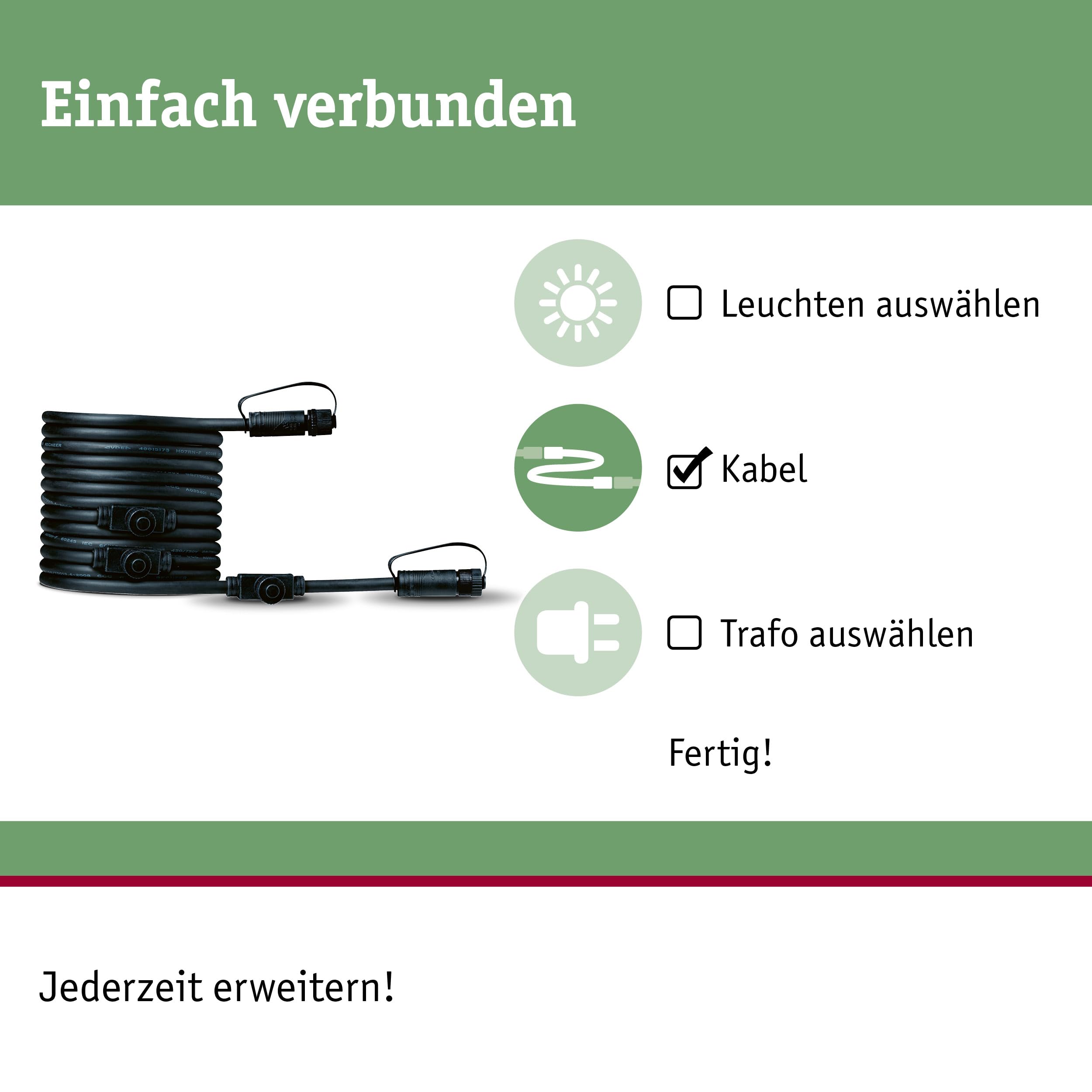 Paulmann Plug & Shine 94596 Kabel 5m IP68 Schwarz