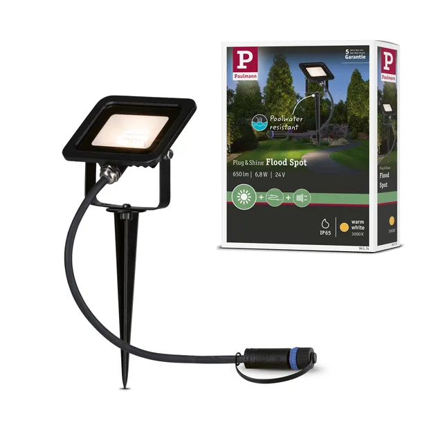 Paulmann 94574 Plug & Shine Gartenstrahler IP65 schwarz