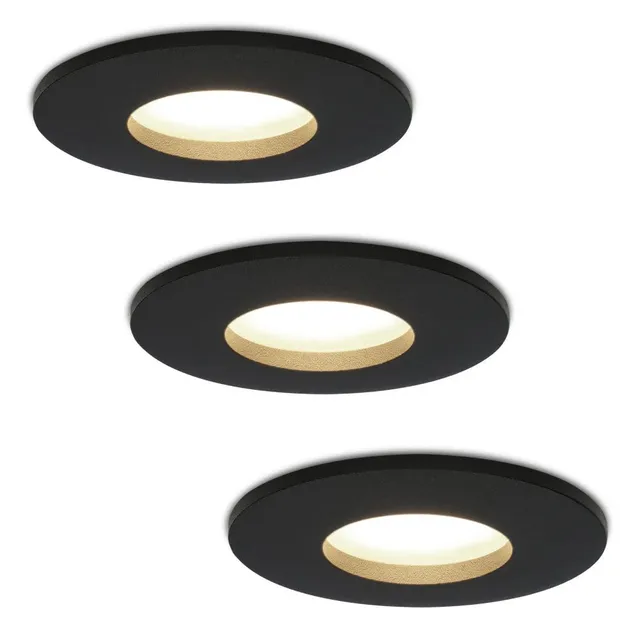 Hoftronic LED Einbaustrahler IP44 3er Set 4000K schwarz