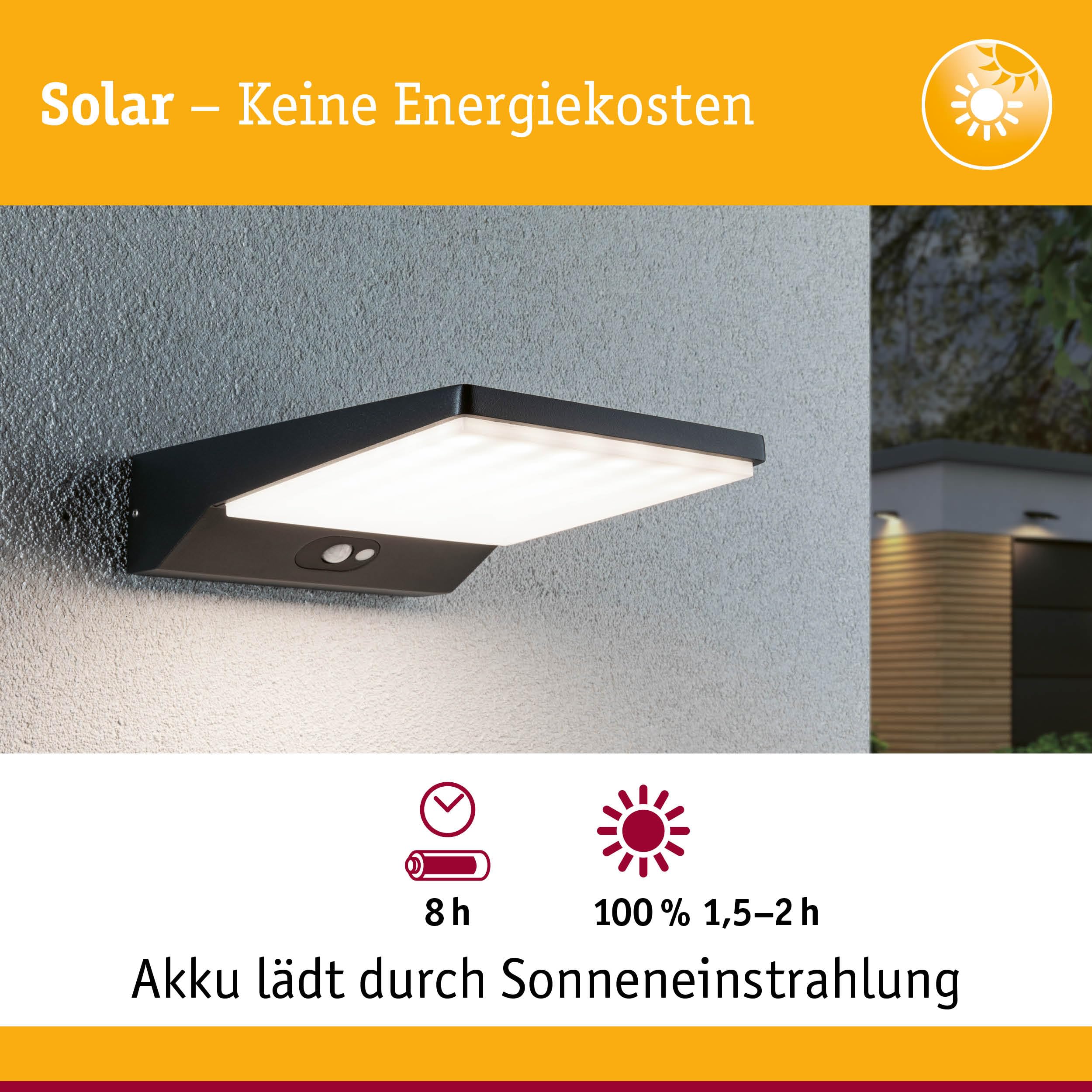 Paulmann 94334 Solar Außenwandleuchte Dunkelgrau 5W 3000K