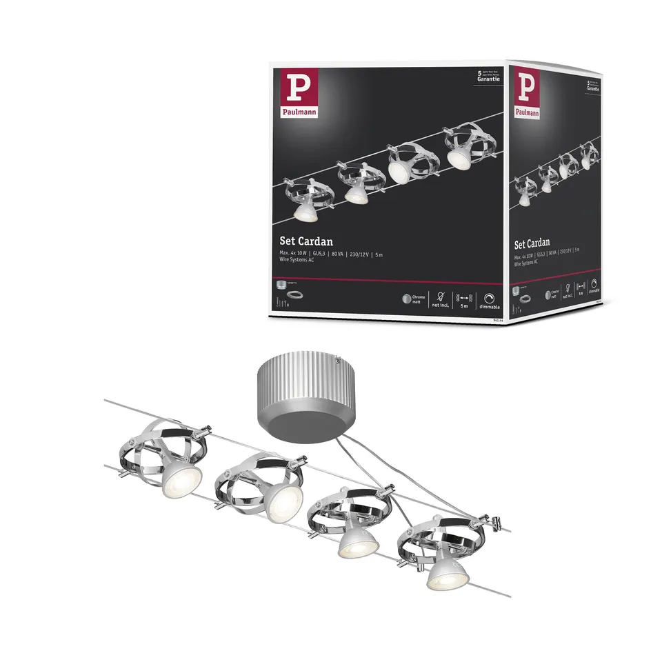 Paulmann Cardan 94144 Seilsystem 4-Spots chrom matt