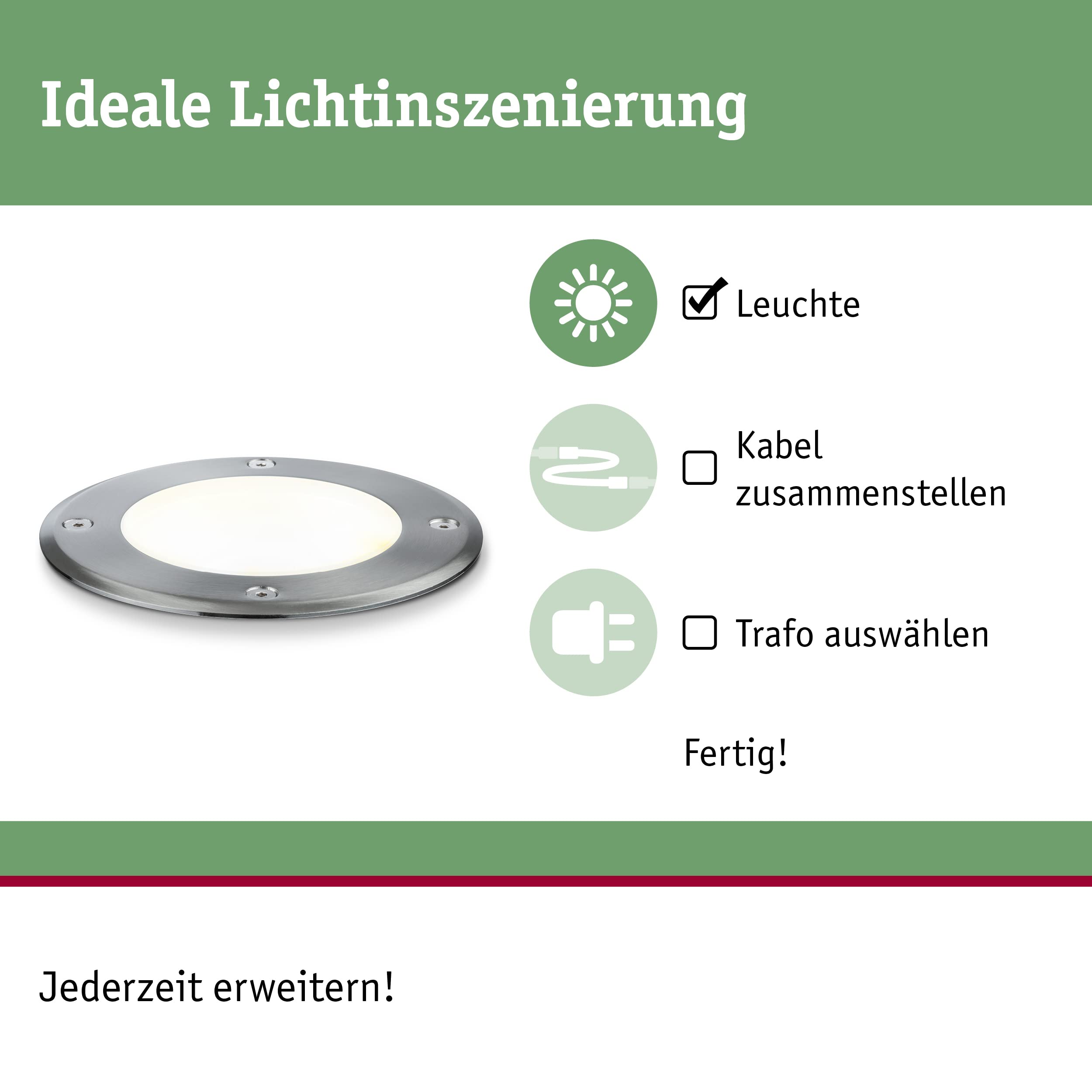 Paulmann Plug Shine 93907 Bodenstrahler Ø140mm warmweiß